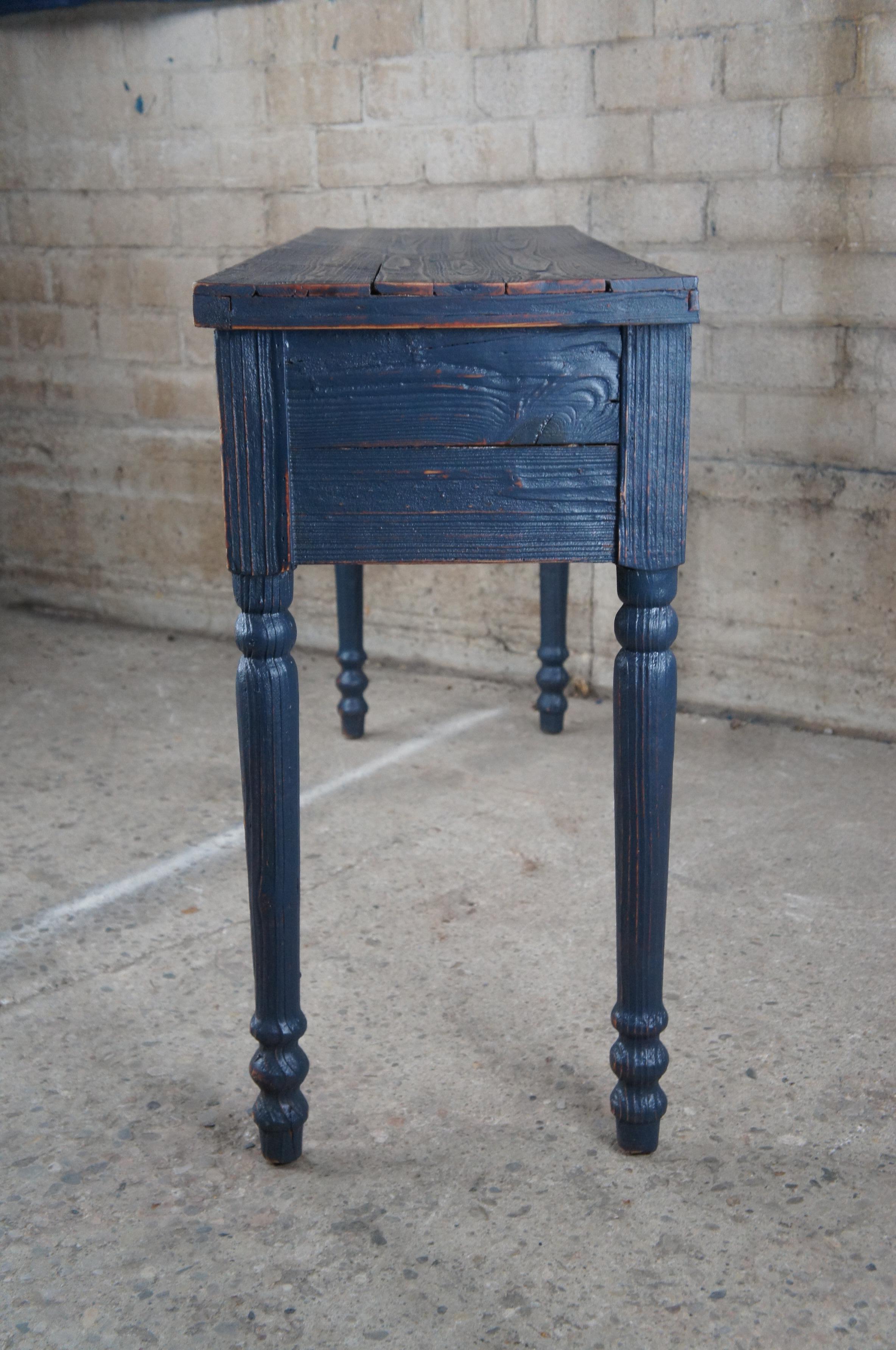 Vintage Blue Painted Pine Farmhouse Sideboard Sofa Table Console Stand 4