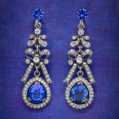 Vintage Blue Paste Drop Earrings, circa 1950