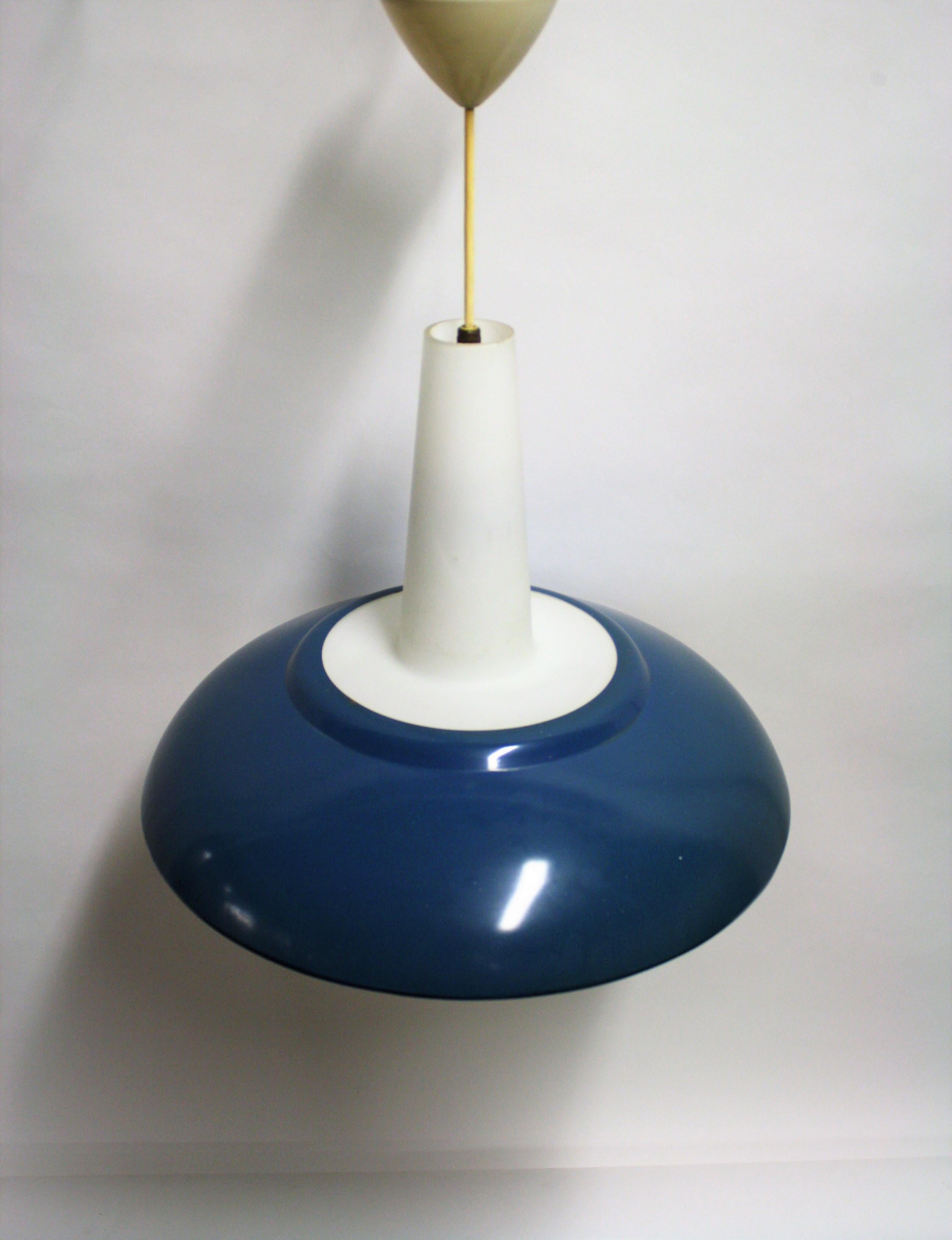 Vintage Blue Pendant Light by Philips, 1960s In Good Condition In HEVERLEE, BE