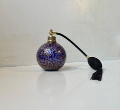 Vintage Blue Perfume Flacon Bottle with Gold flecks