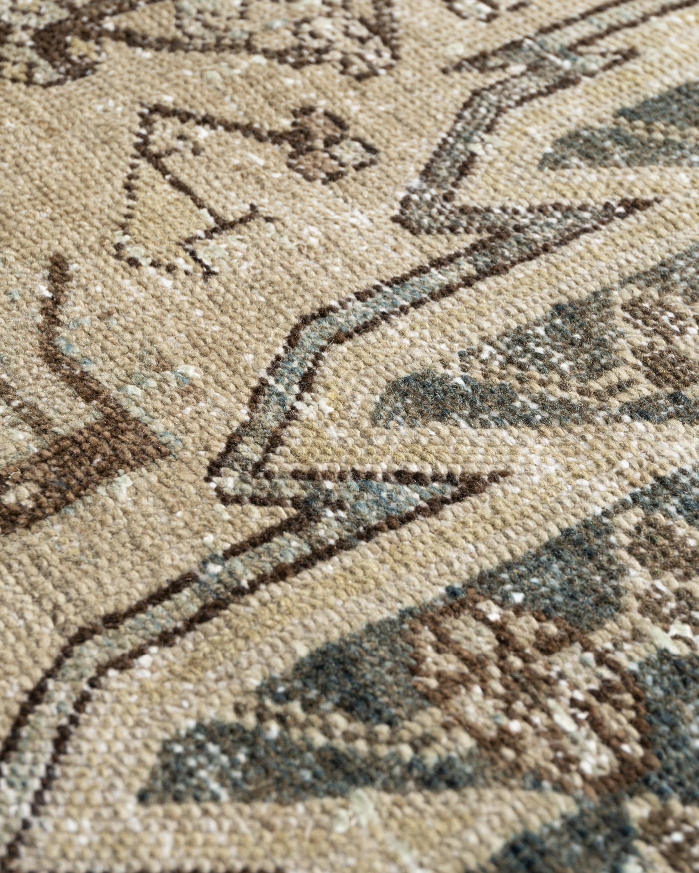 Lana Tappeto Mazlagan blu vintage, persiano, con segni di invecchiamento, 4'5 x 6'3 in vendita