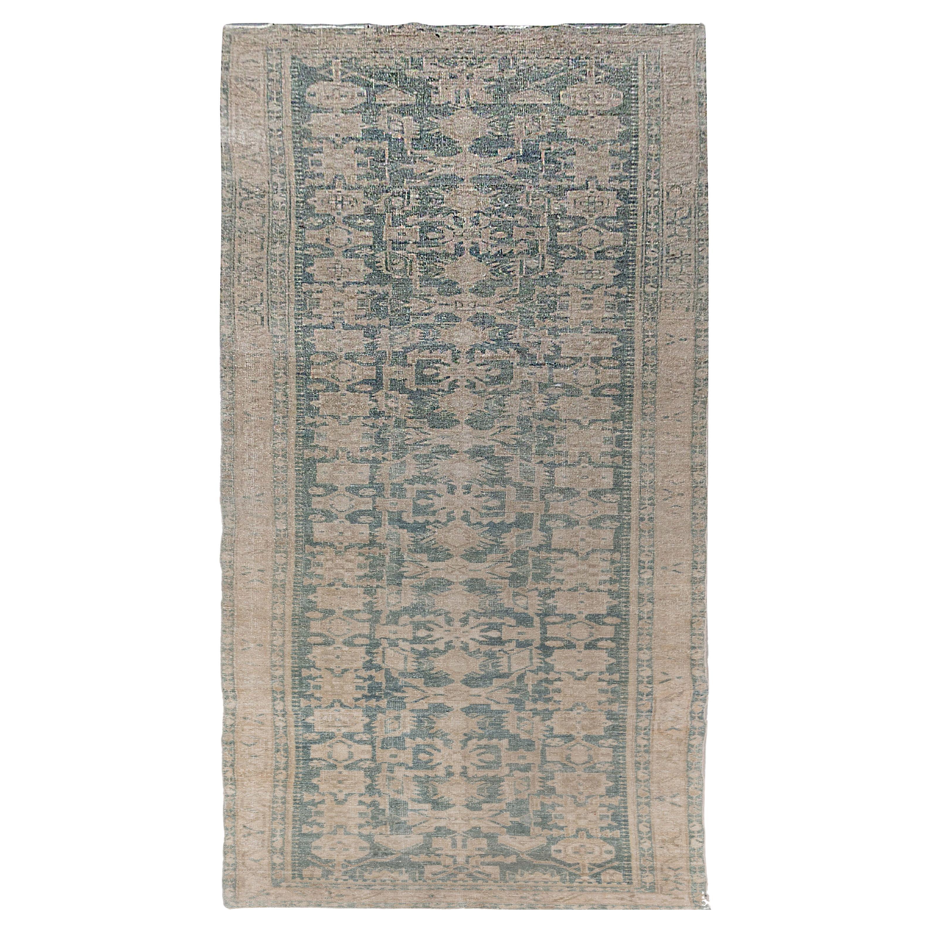 Vintage Blue Persian Malayer Runner 3'7 x 16'9
