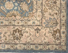 Vintage Persian Tabriz Rug, Hand-Knotted Wool, Blue & Beige, 1920