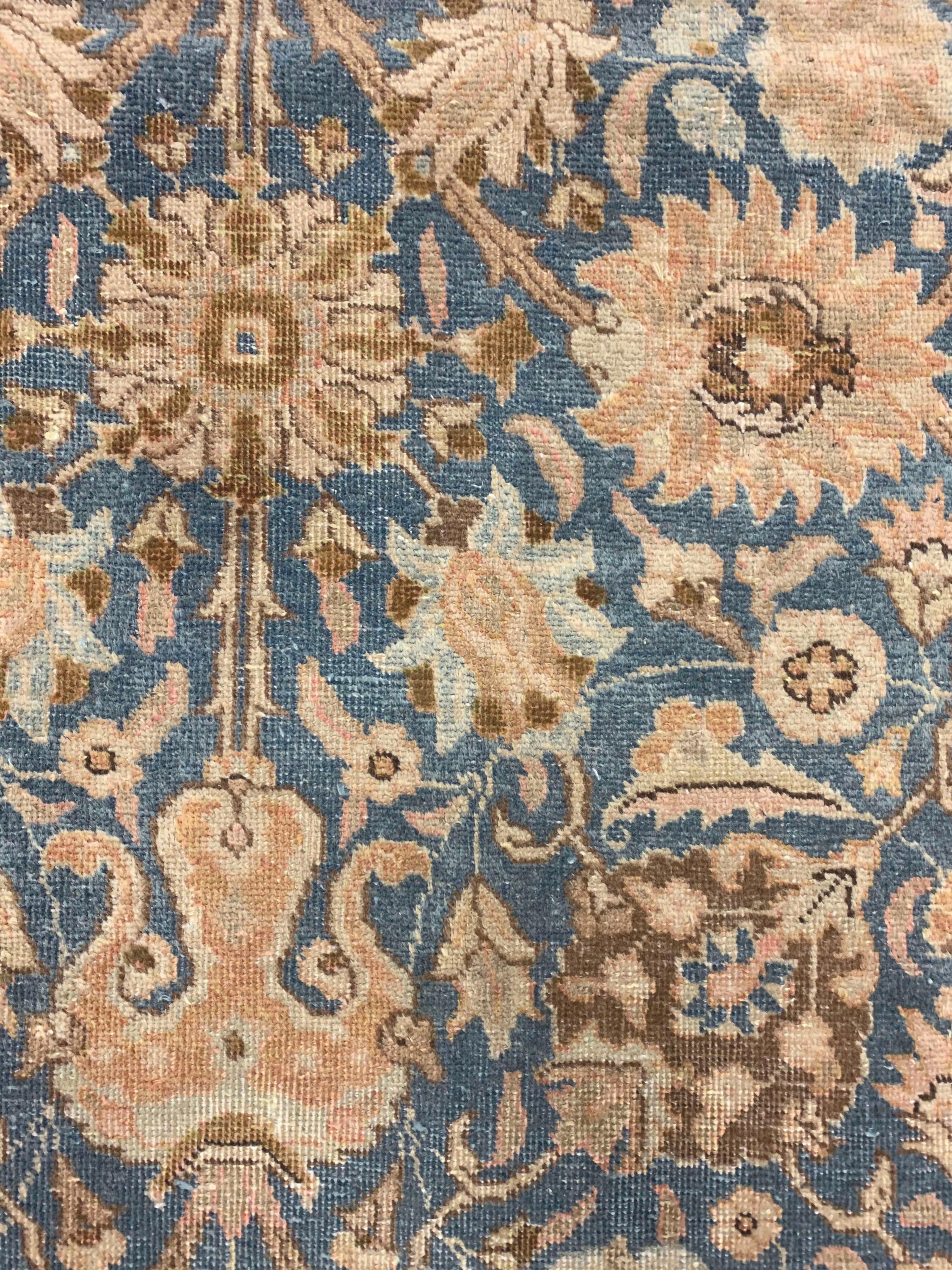 Persiano Vintage Blue Persian Tabriz Rug  8'5 x 11' in vendita