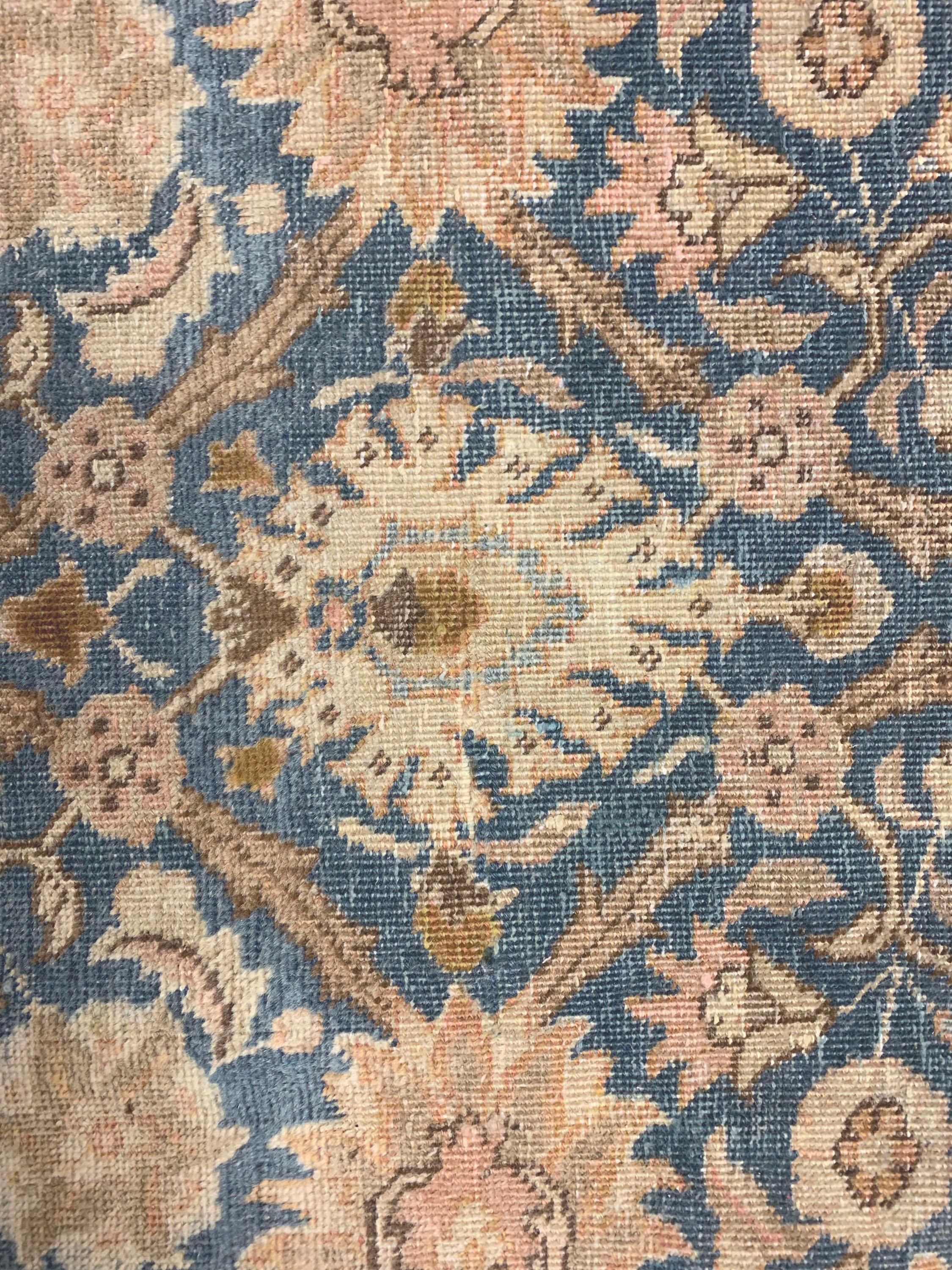 XX secolo Vintage Blue Persian Tabriz Rug  8'5 x 11' in vendita