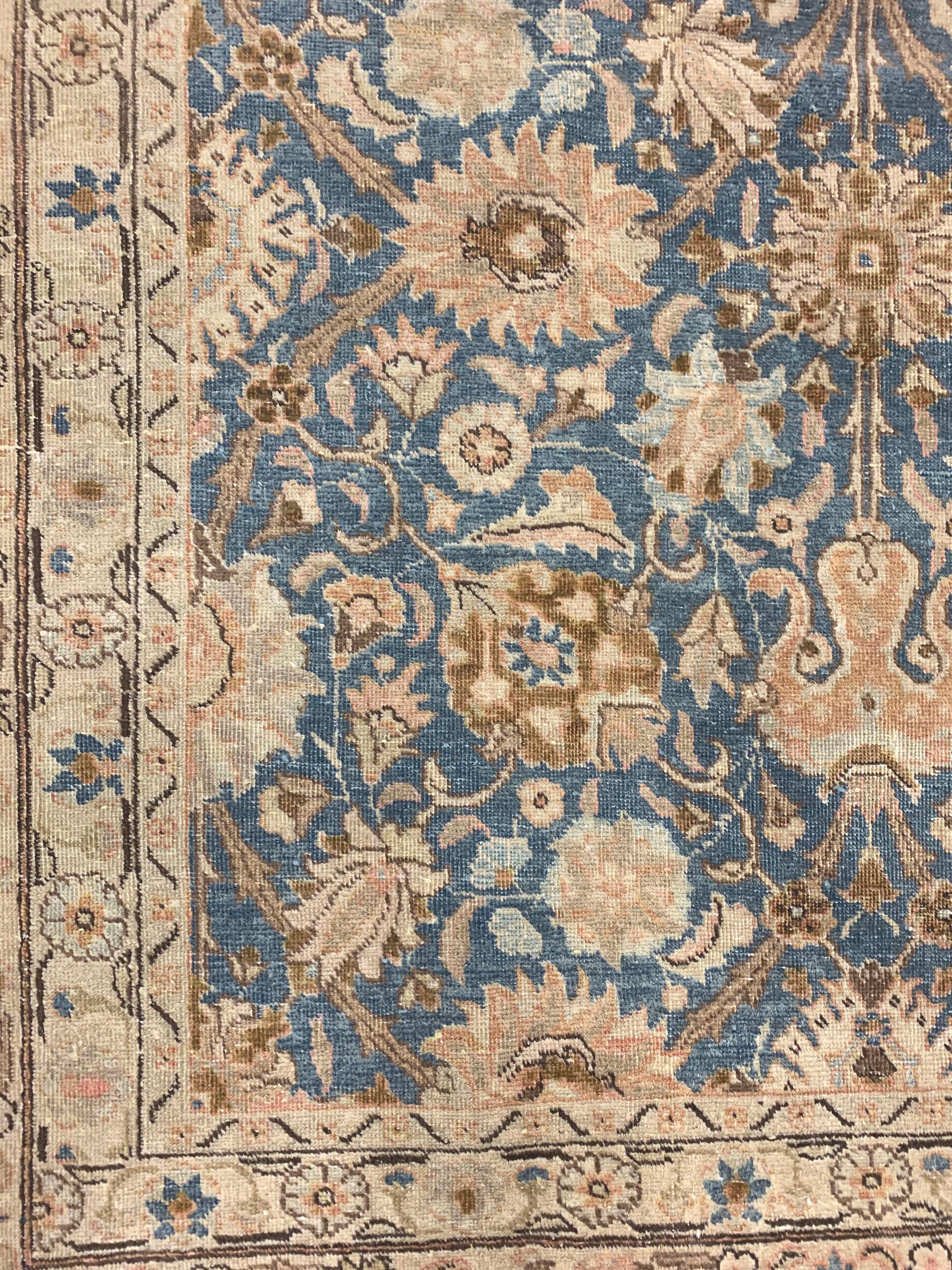 Vintage Blue Persian Tabriz Rug  8'5 x 11' in vendita 1
