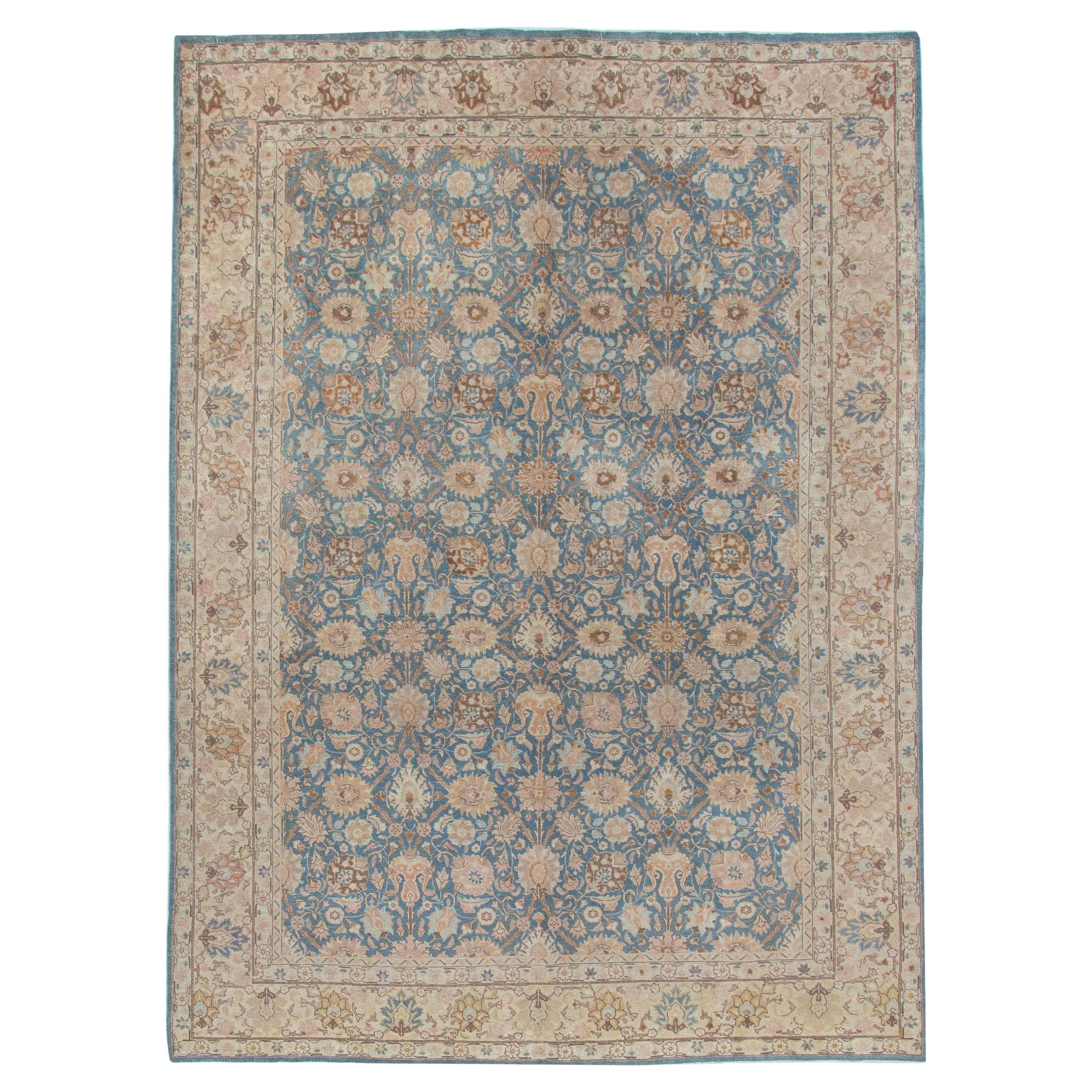 Vintage Blue Persian Tabriz Rug  8'5 x 11' in vendita