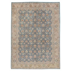 Vintage Blue Persian Tabriz Rug  8'5 x 11'