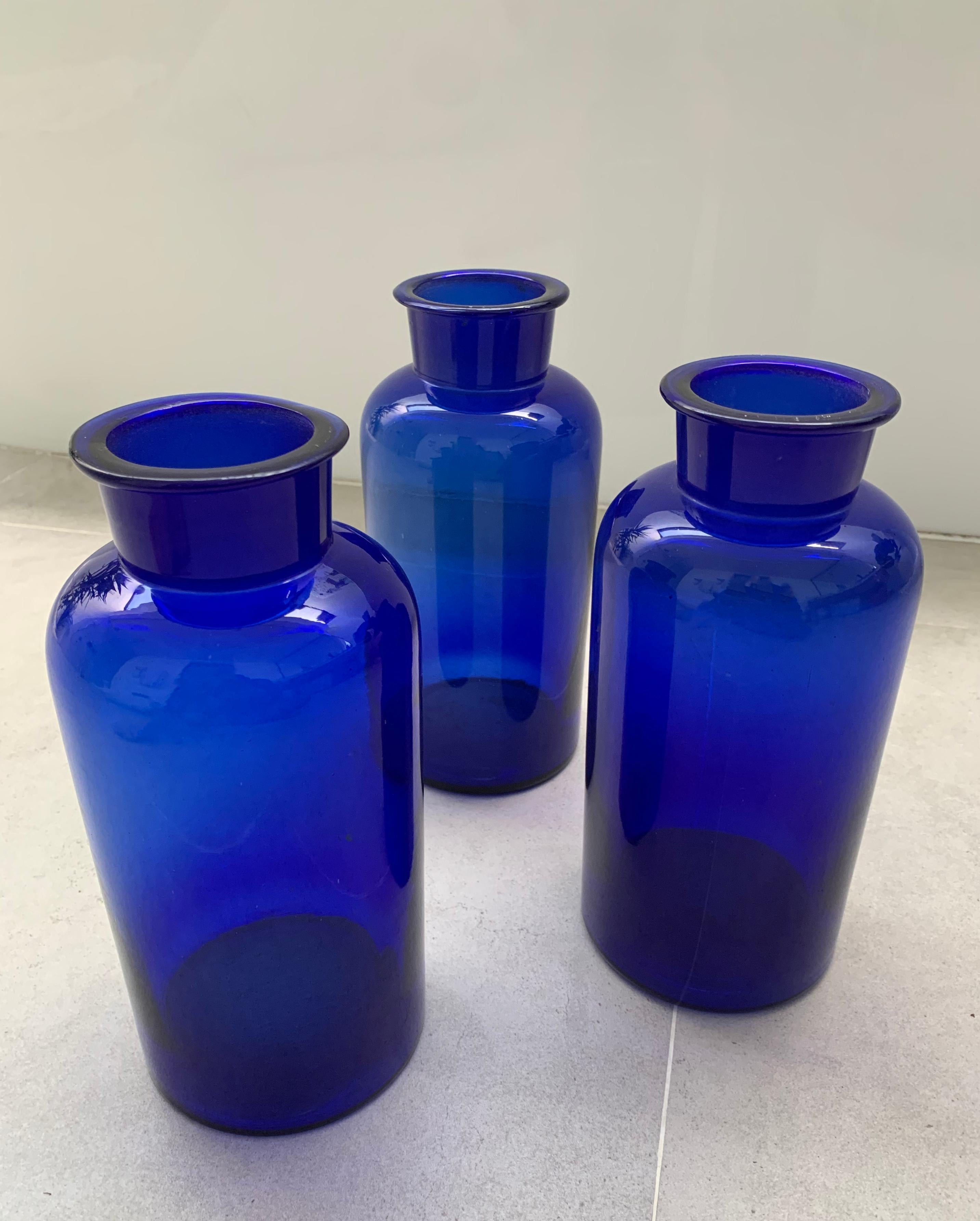 vintage cobalt blue bottles