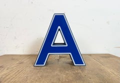 Vintage Blue Plastic Illuminated Letter A , 1970s