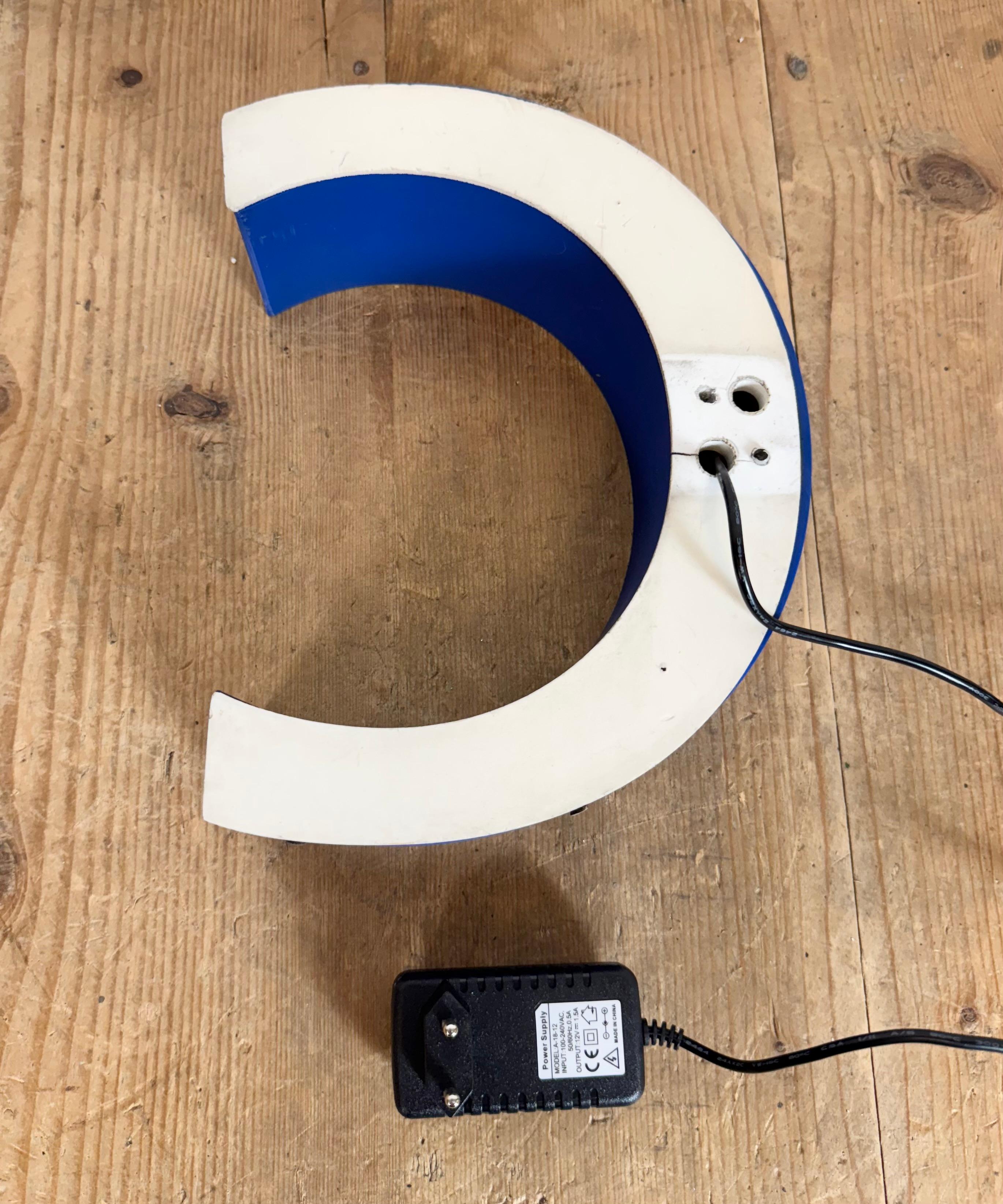 Vintage Blue Plastic Illuminated Letter C , 1970s For Sale 1