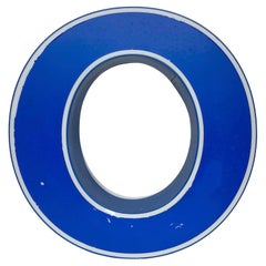 Vintage Blue Plastic Illuminated Letter O, 1970s