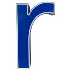 Vintage Blue Plastic Illuminated Letter R , 1970s