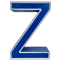 Vintage Blue Plastic Illuminated Letter Z , 1970s