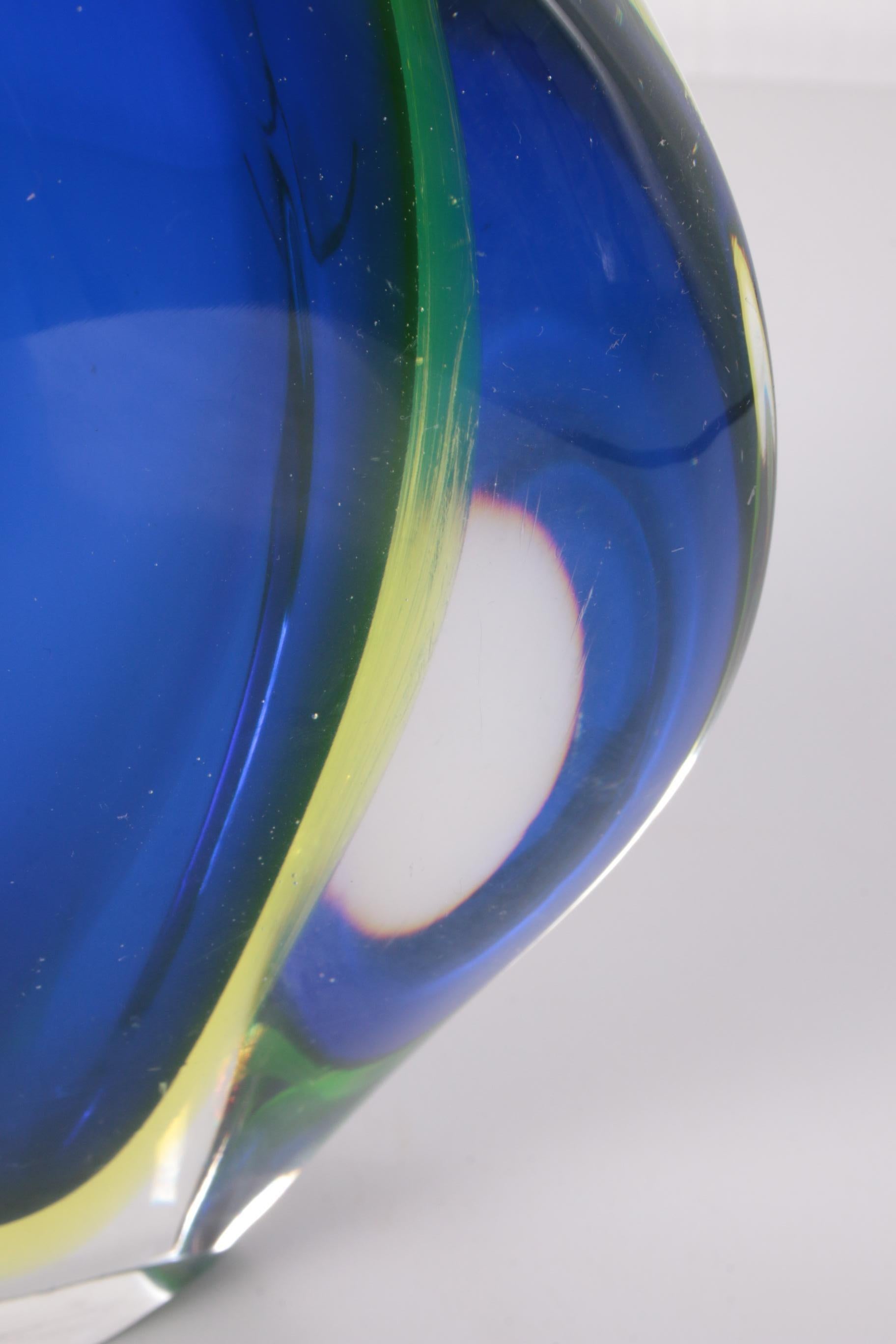 Vintage Blue Pointed Vase of Murano Glass with Uranium or Annegreen, 1960s 1