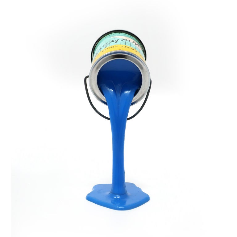 Vintage Blue Pop Art New Wave Pouring Paint Can Bank For Sale at 1stDibs