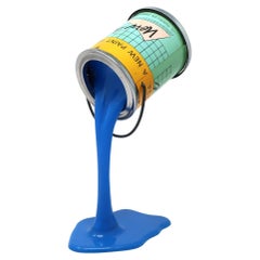 Vintage Blue Pop Art New Wave Pouring Paint Can Bank