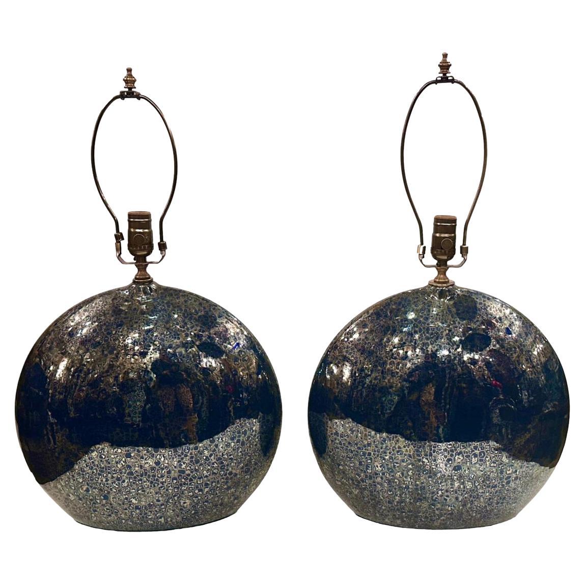 Vintage Blue Porcelain Lamps For Sale