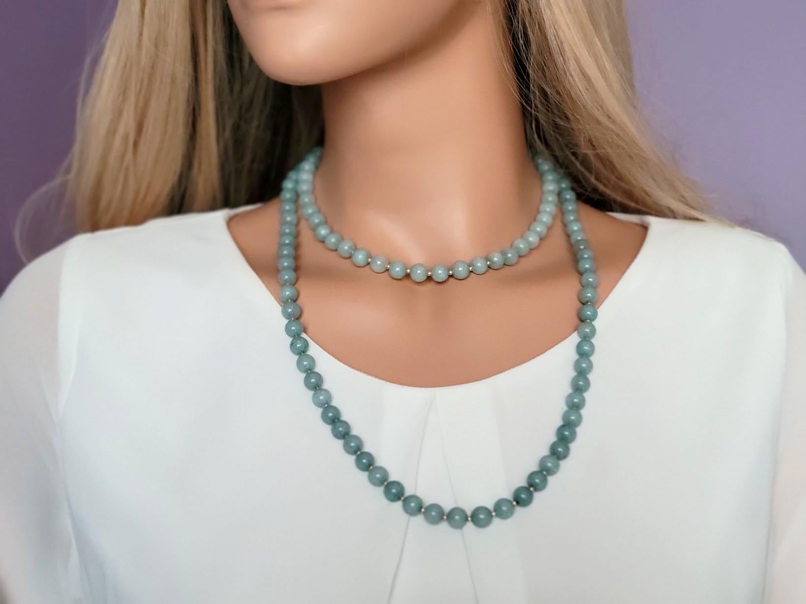 Vintage Blue Quartz Long Necklace In Excellent Condition For Sale In Chesterland, OH