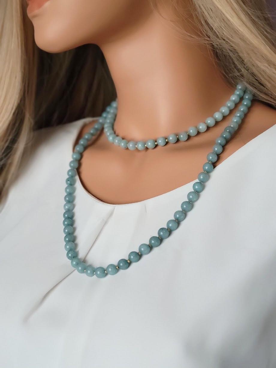 Women's Vintage Blue Quartz Long Necklace For Sale