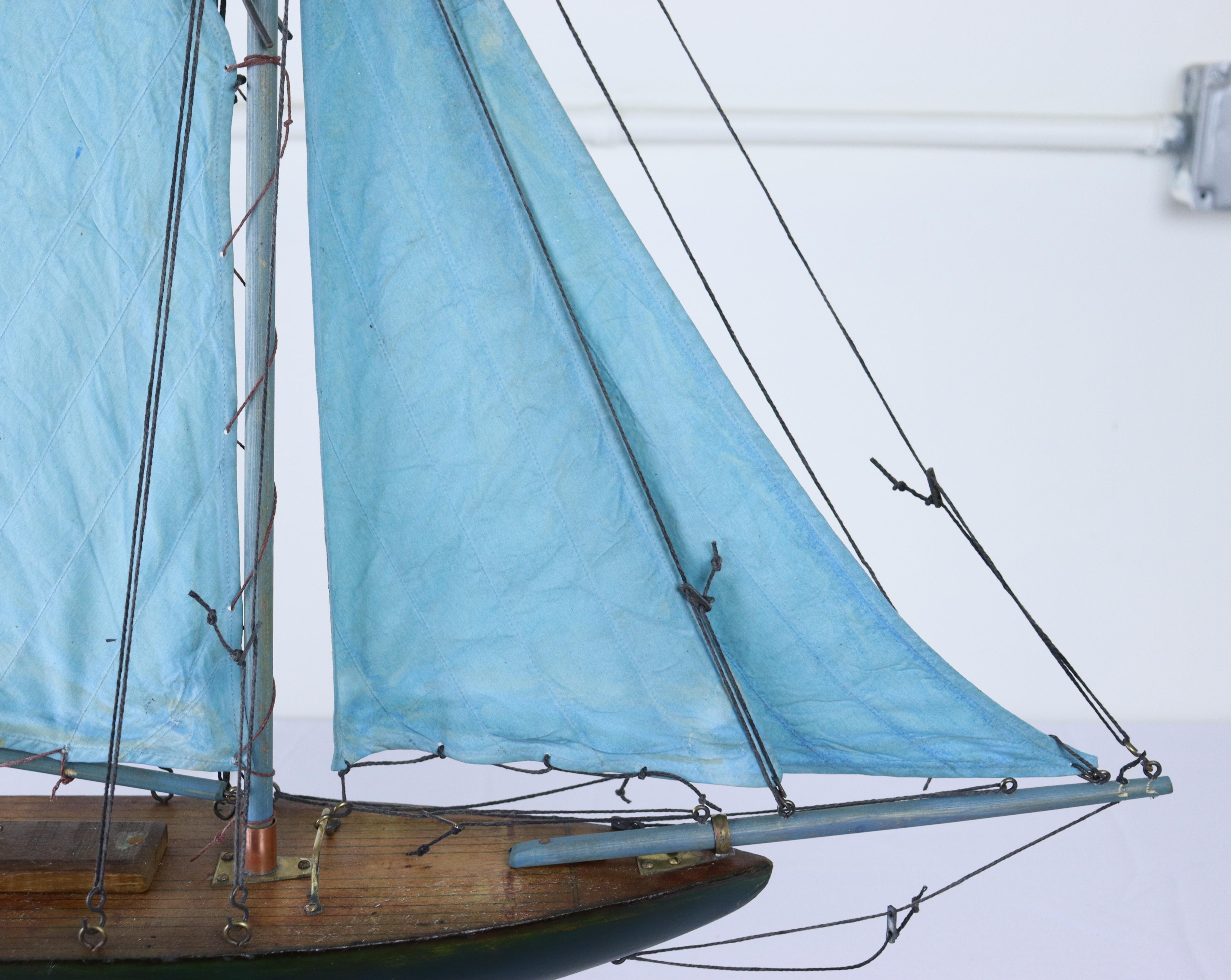 20th Century Vintage Blue Sail Pond Yacht - H For Sale