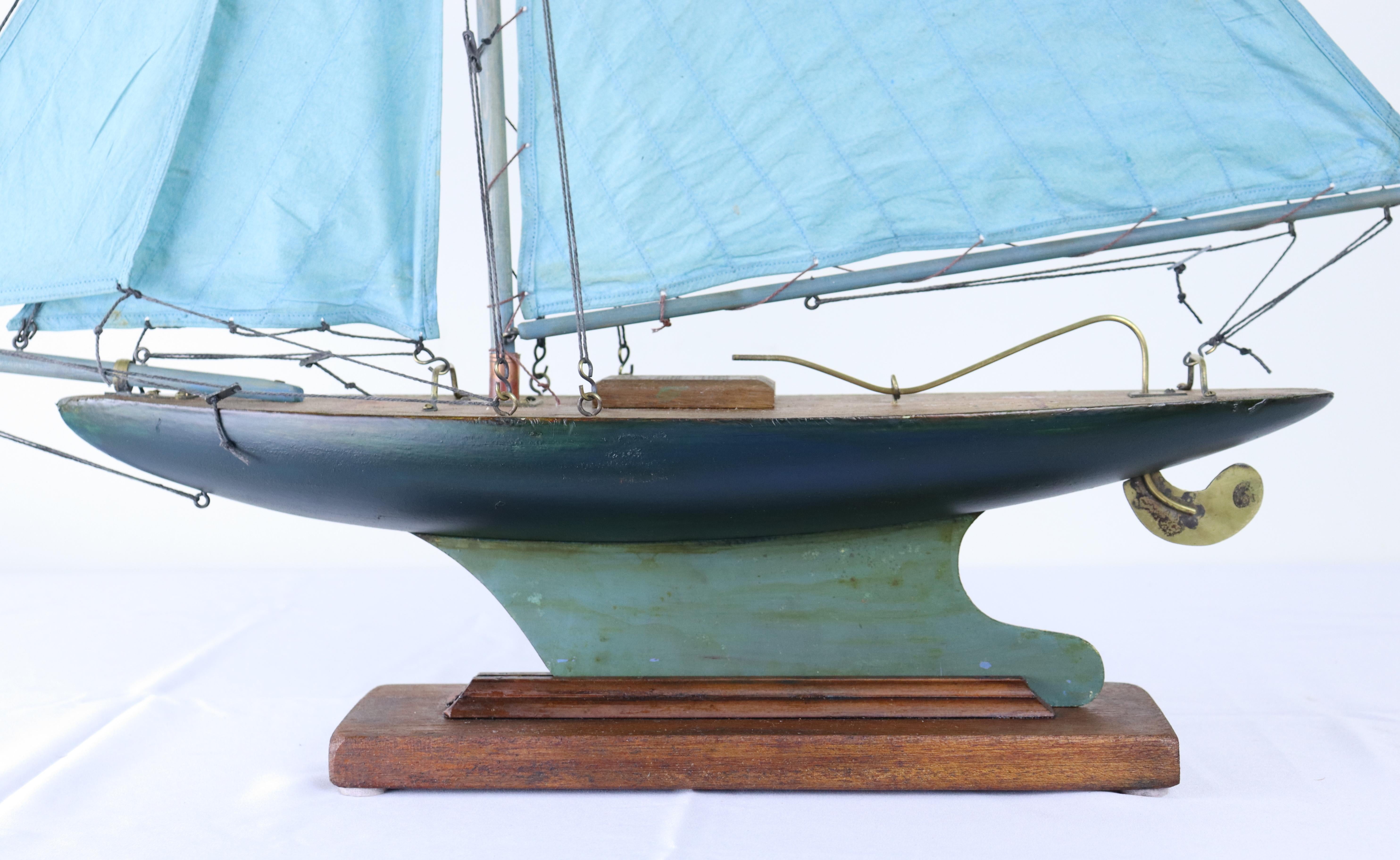 Vintage Blue Sail Pond Yacht - I For Sale 3