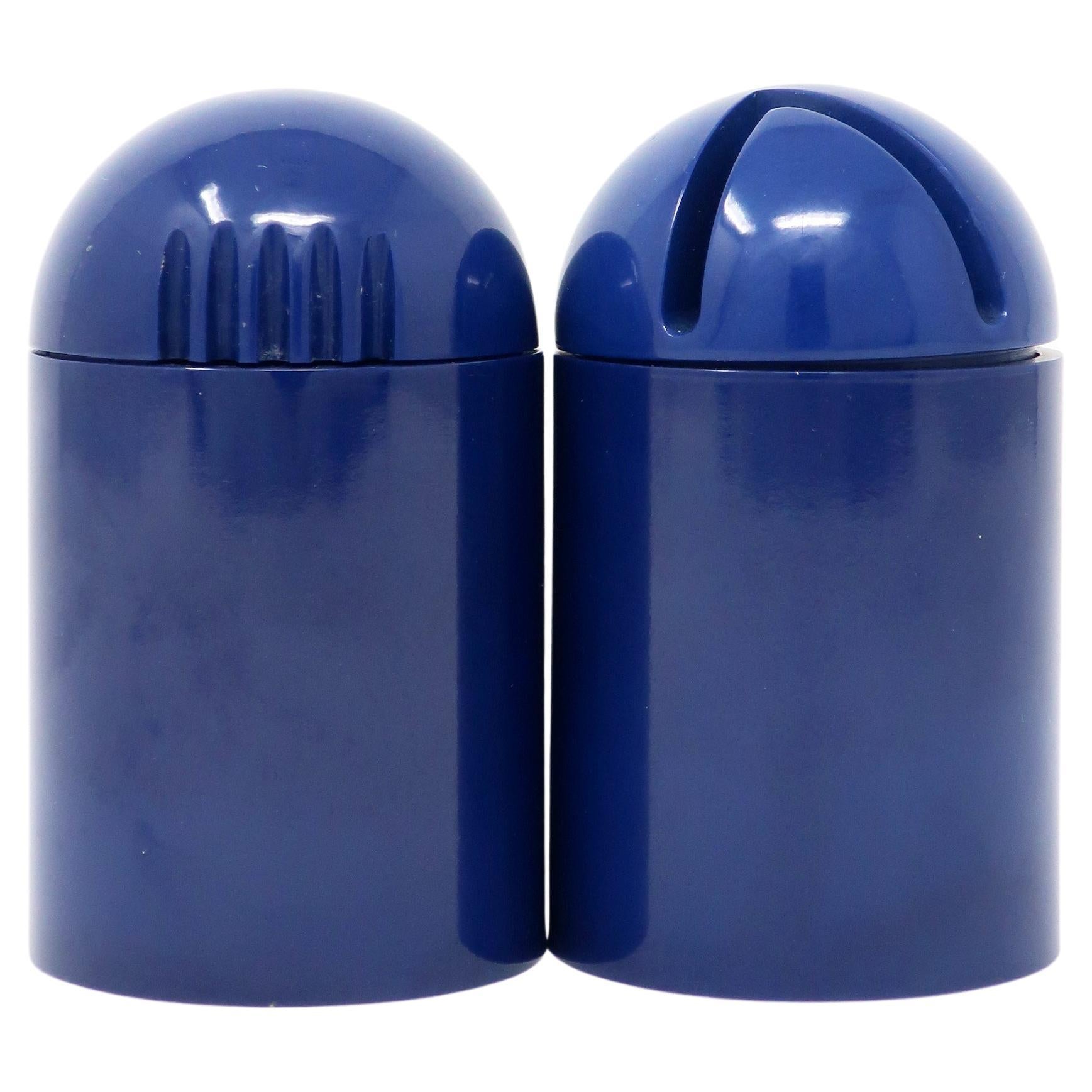 Vintage Blue Salt Shaker & Pepper Grinder by Enzo Mari