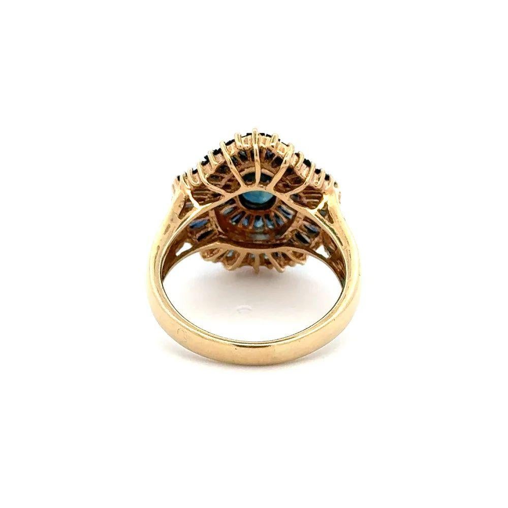 Vintage Blue Sapphire and Diamond Gold Cocktail Ring In Excellent Condition For Sale In Montreal, QC