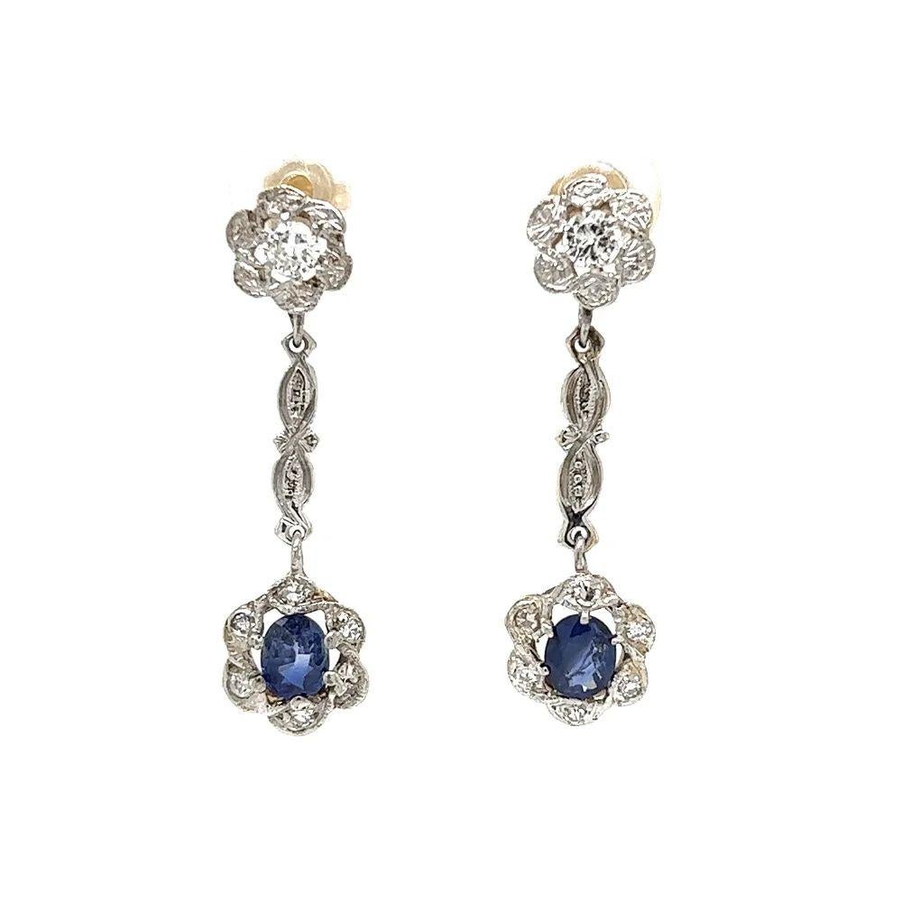 Taille mixte Pendants d'oreilles en or avec saphirs bleus et diamants en vente
