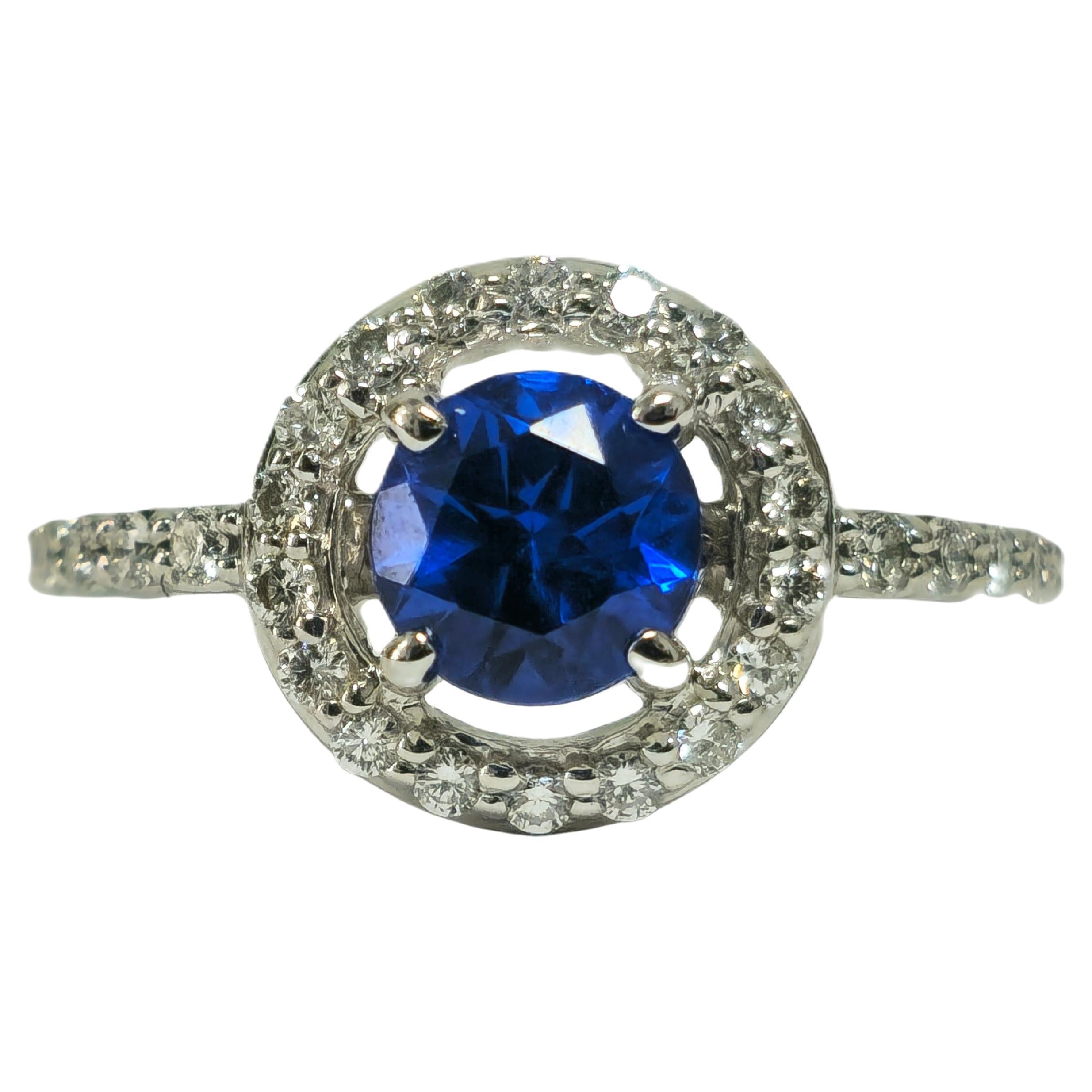 Vintage, Blue Sapphire & Diamond Ring For Womens For Sale