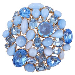 Vintage Blue Schreiner Unsigned Brooch