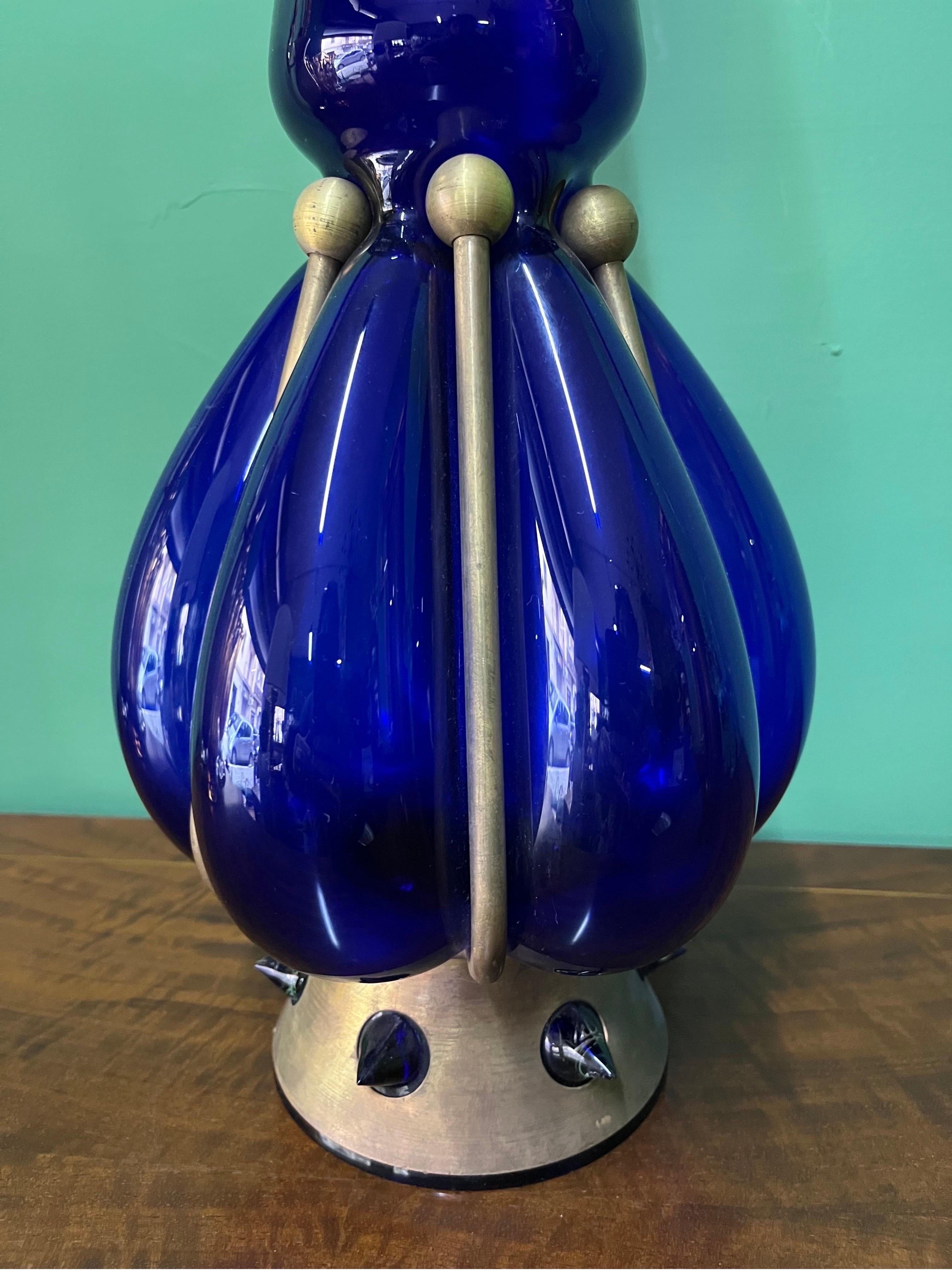 Late 20th Century Vintage Blue Sculpture Vase 1980s For Sale