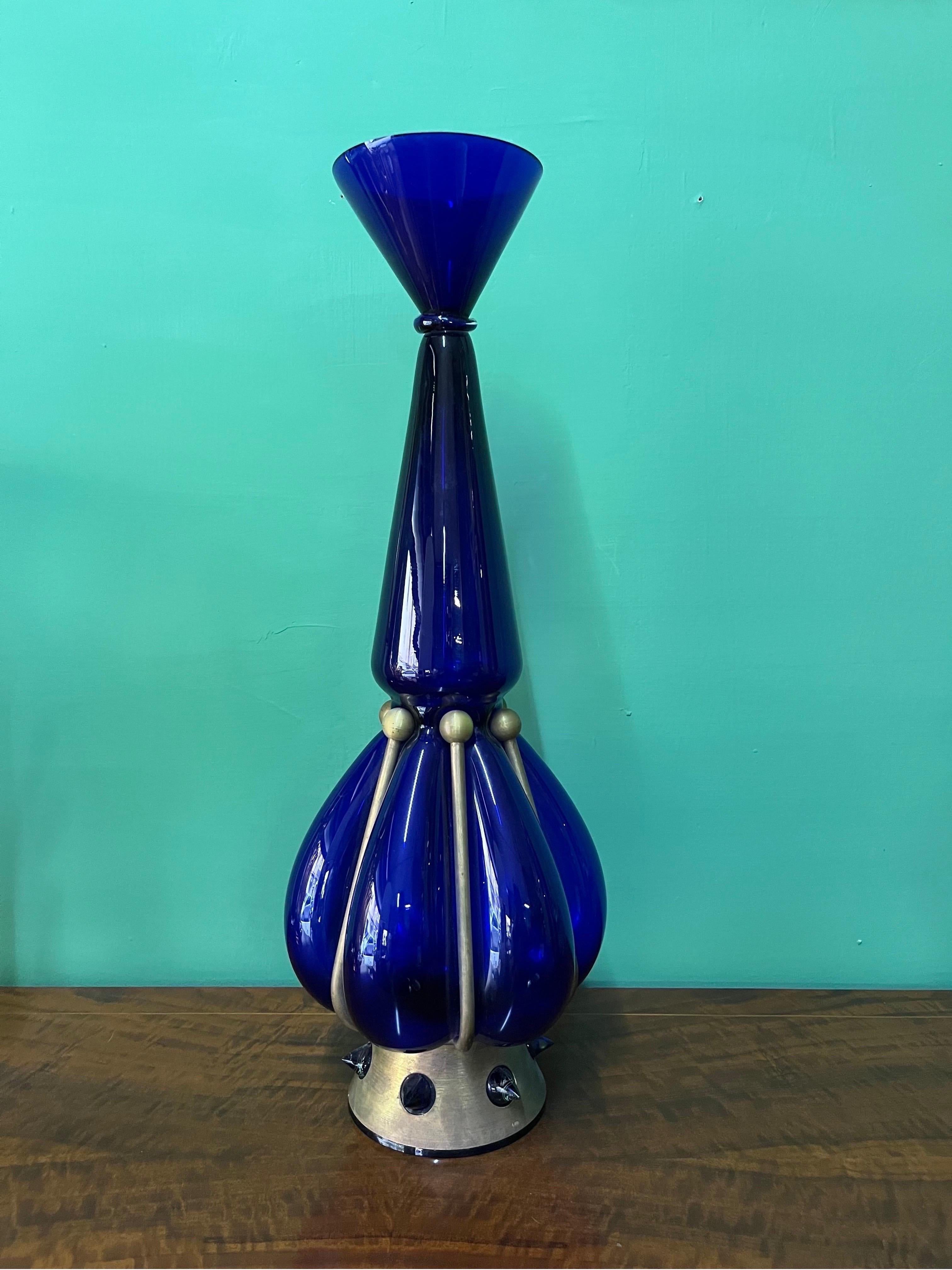 Vintage Blue Sculpture Vase 1980s For Sale 1