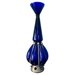 Vase sculpture bleu vintage des années 1980