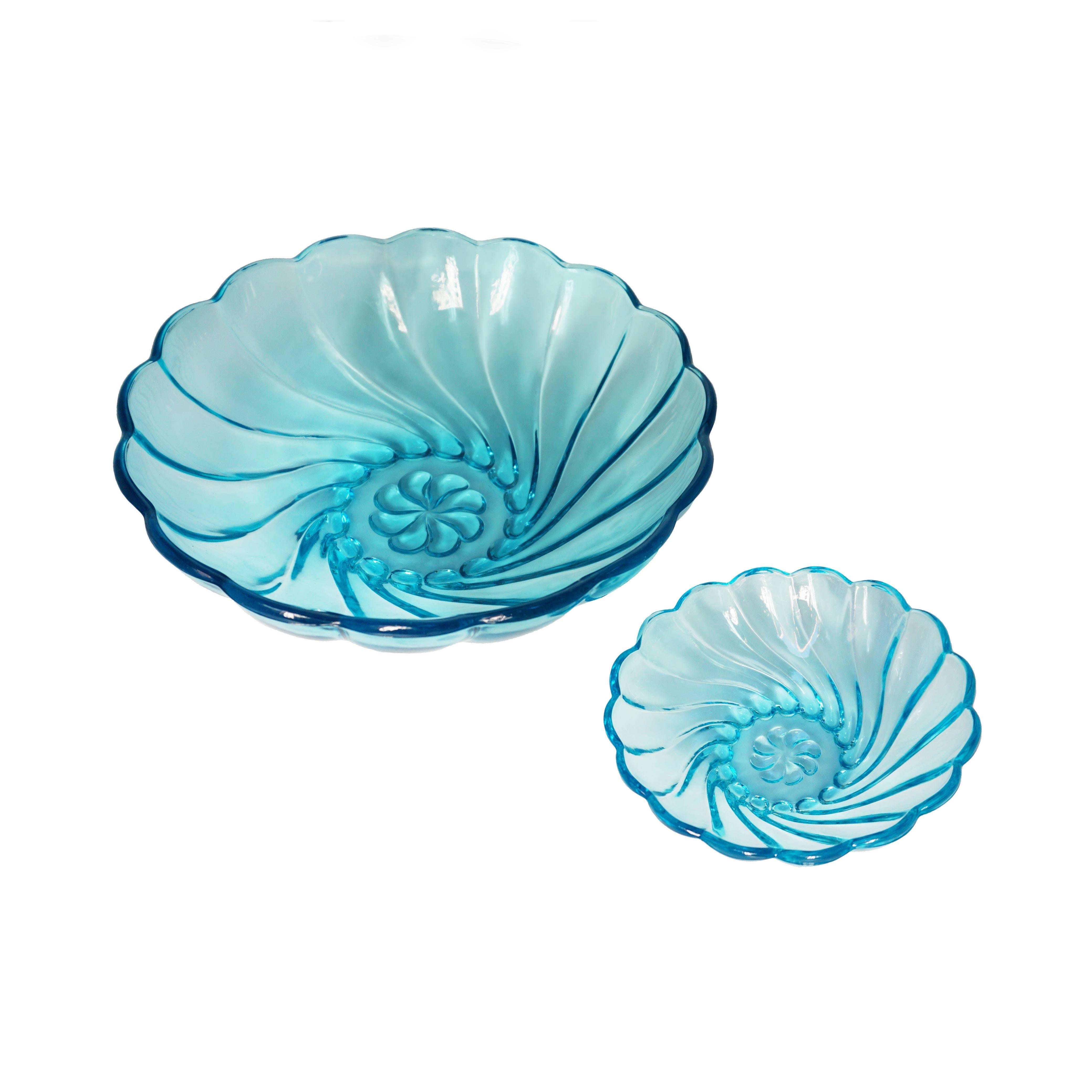 Art Deco Vintage Blue Seachell Swirl Bowl, Represented For Sale