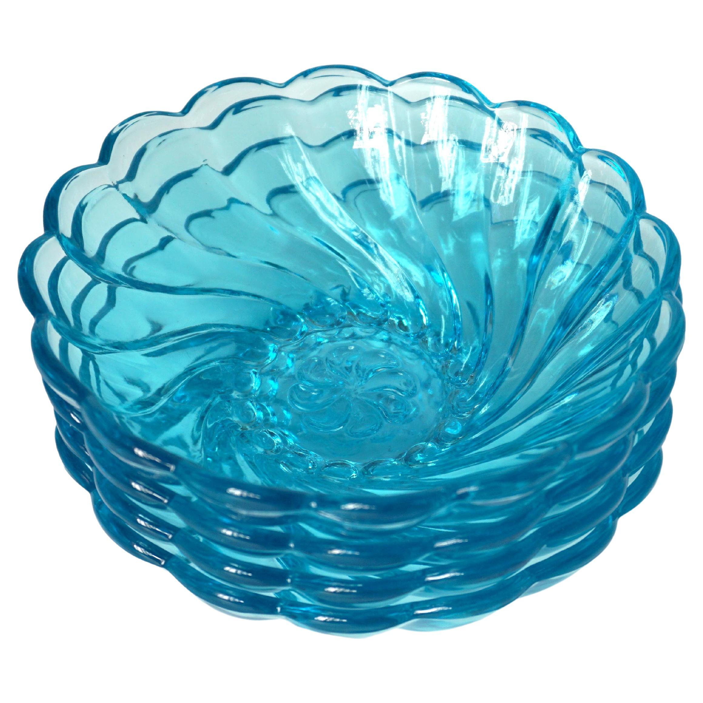Vintage Blue Seachell Swirl Small Bowls, Represented For Sale