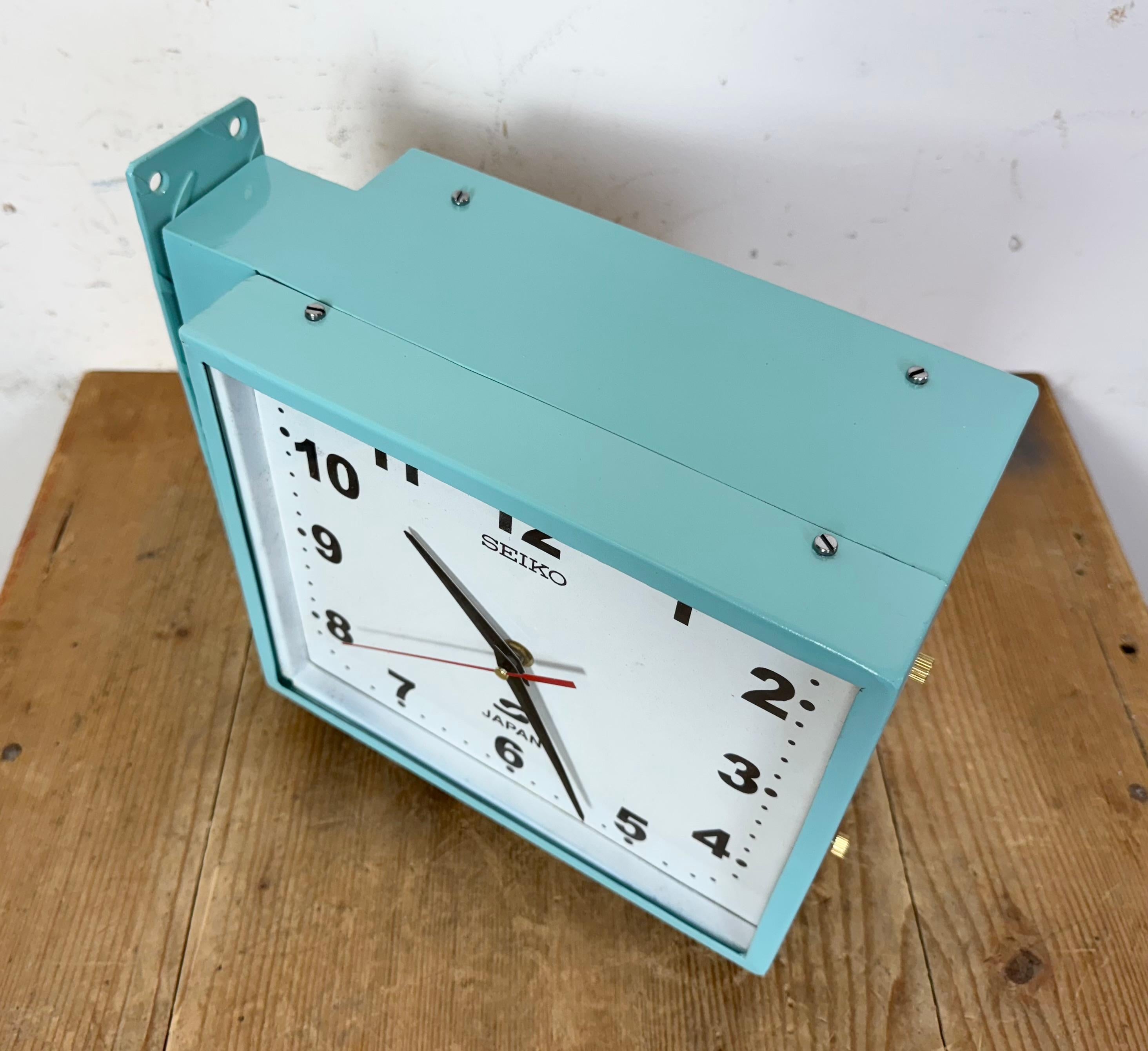 Horloge murale bleue Seiko Maritime à double face, années 1970 en vente 3
