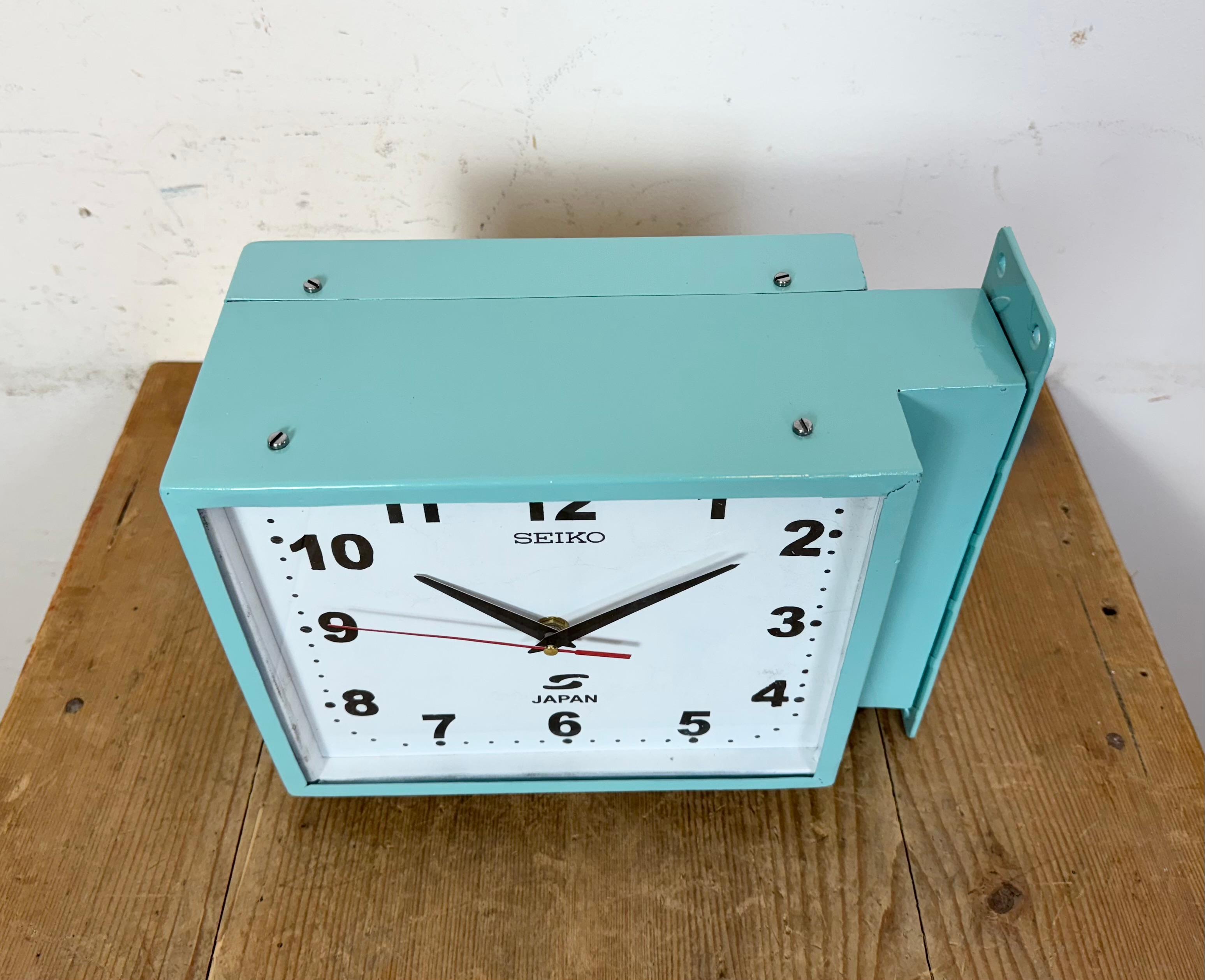 Japonais Horloge murale bleue Seiko Maritime à double face, années 1970 en vente