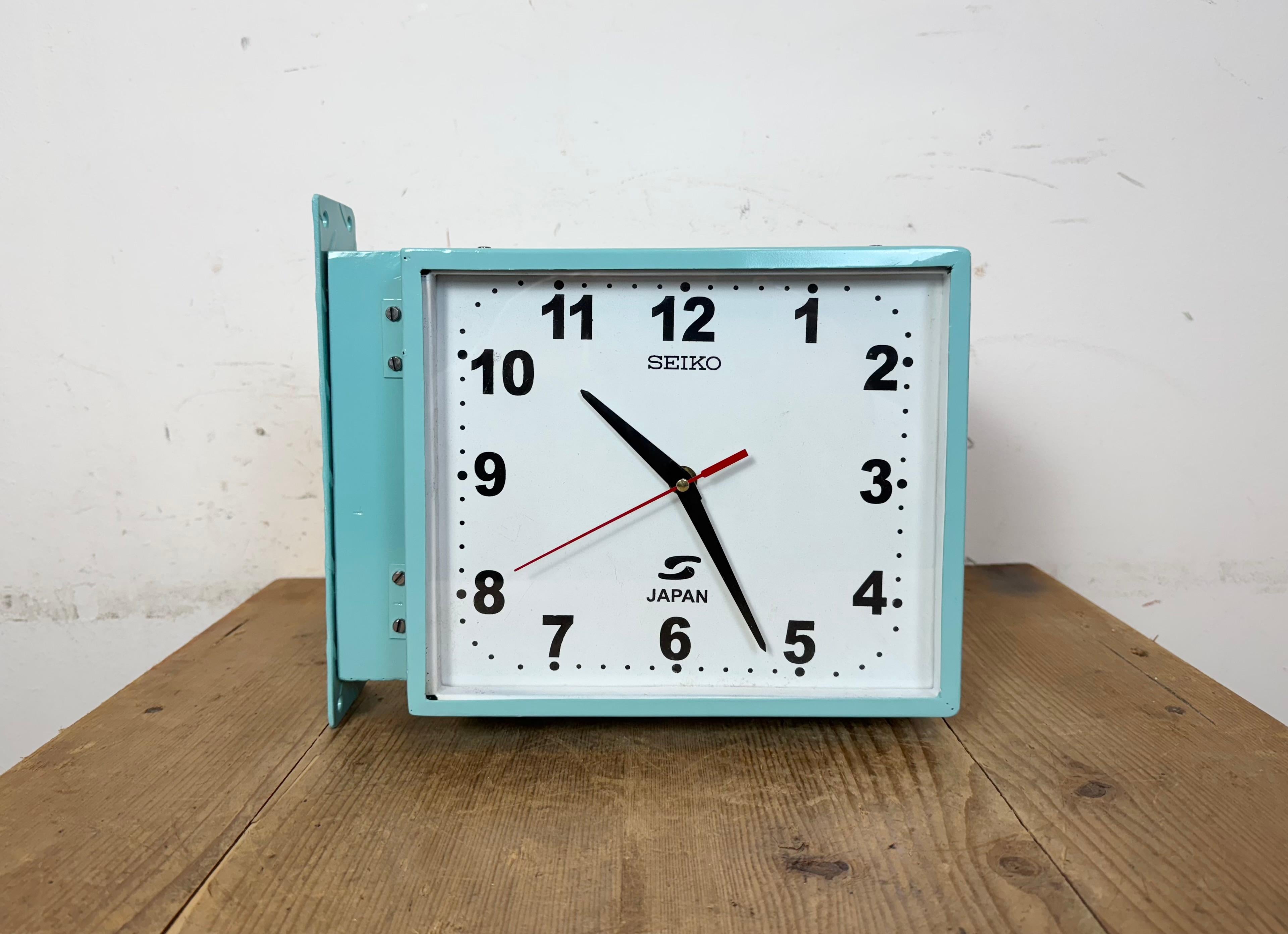 Horloge murale bleue Seiko Maritime à double face, années 1970 en vente 2