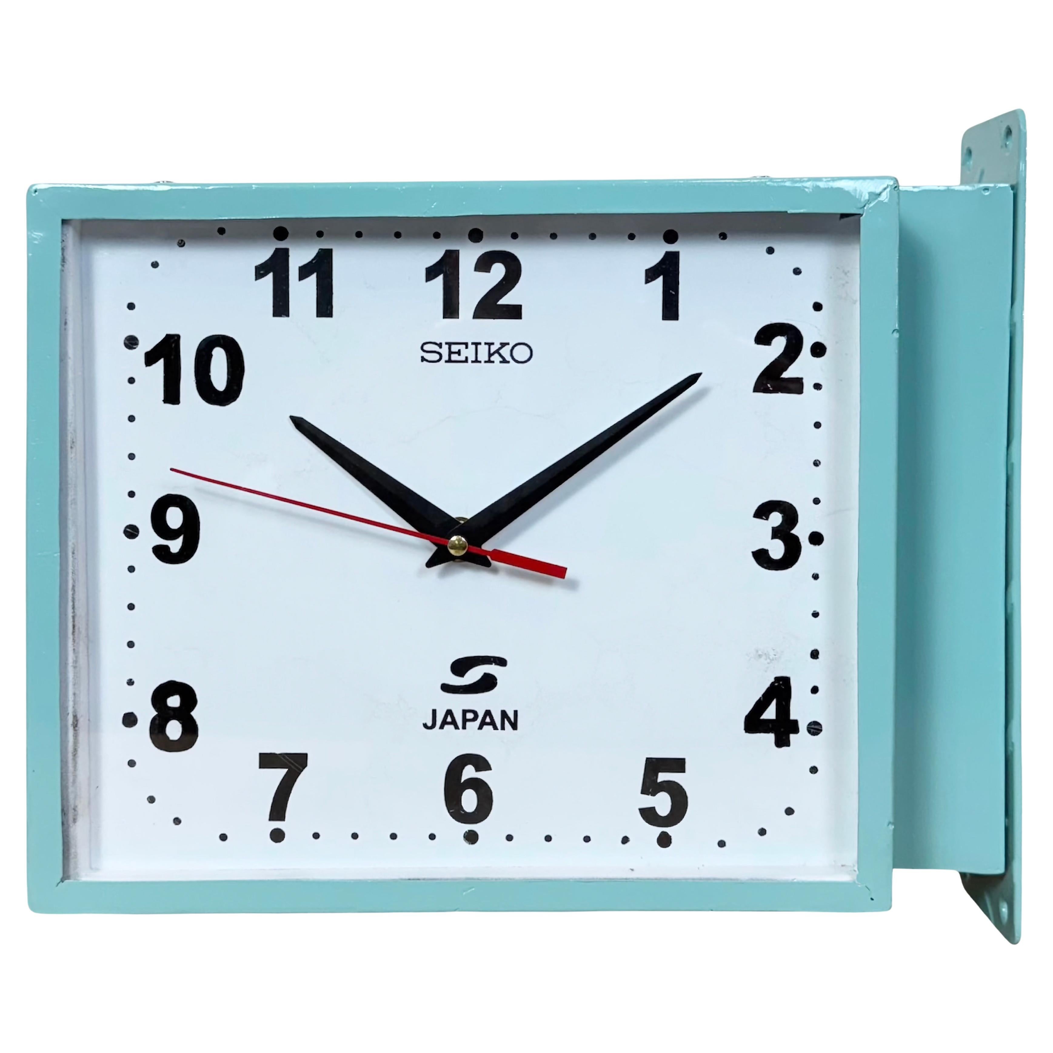 Reloj de pared vintage Seiko Maritime azul de doble cara, años 1970