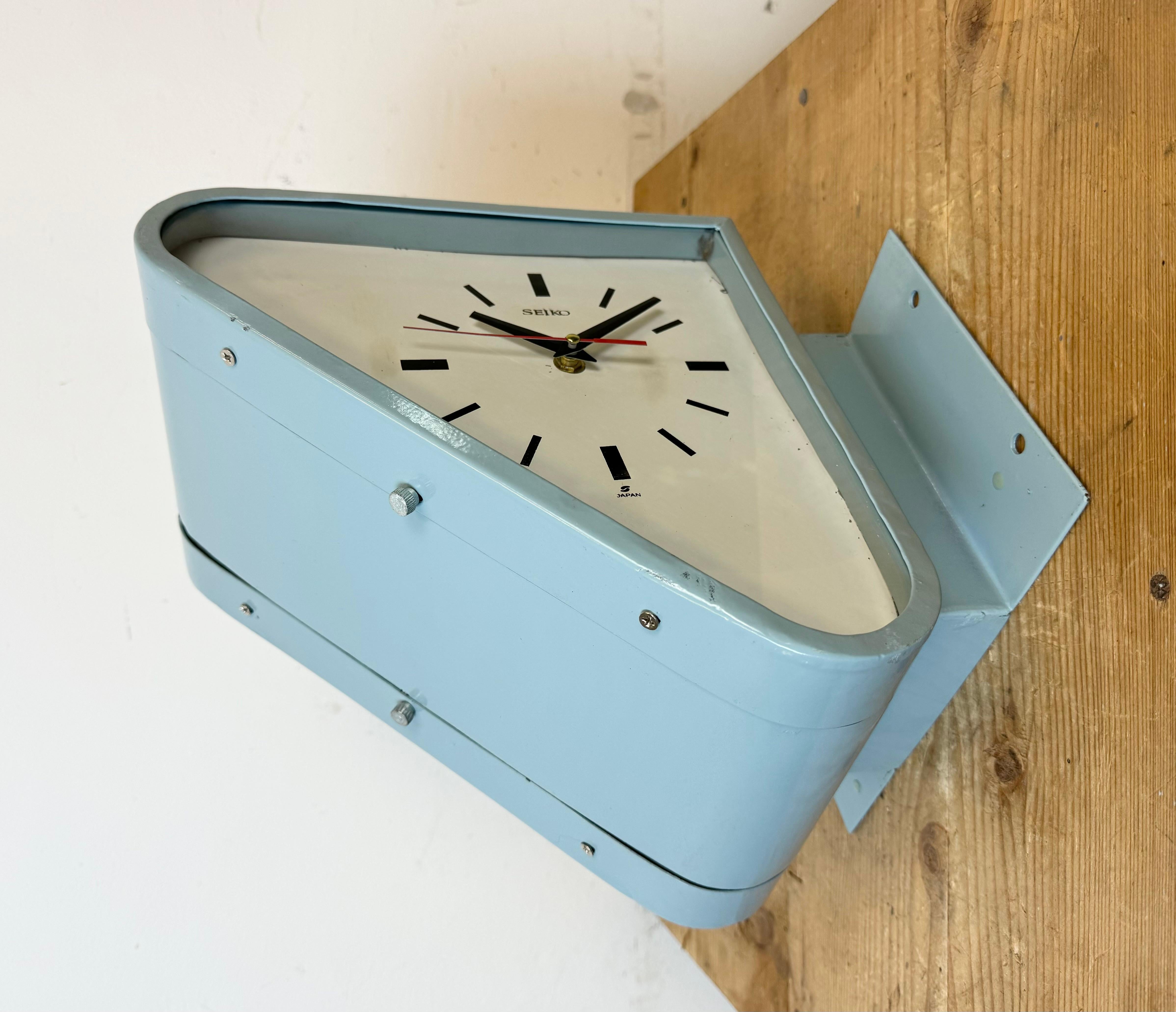 Vintage Blue Seiko Maritime Double-Sided Wall Clock, 1970s In Good Condition In Kojetice, CZ