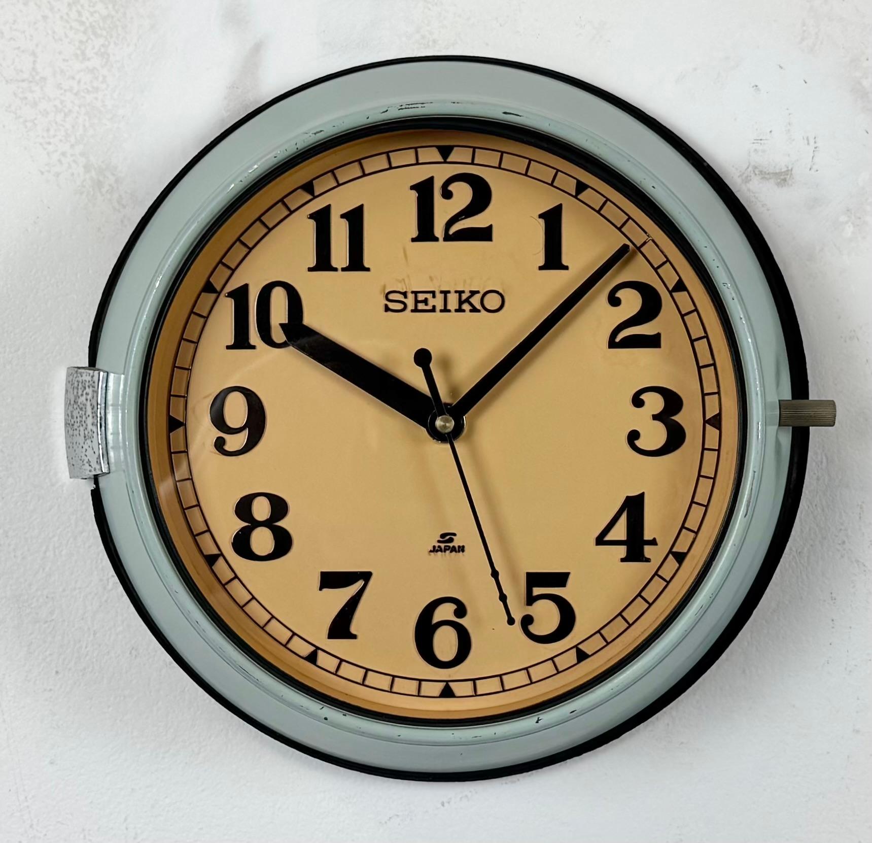 Reloj de Pared Seiko Barcos Vintage Azul, Años 70 Industrial en venta