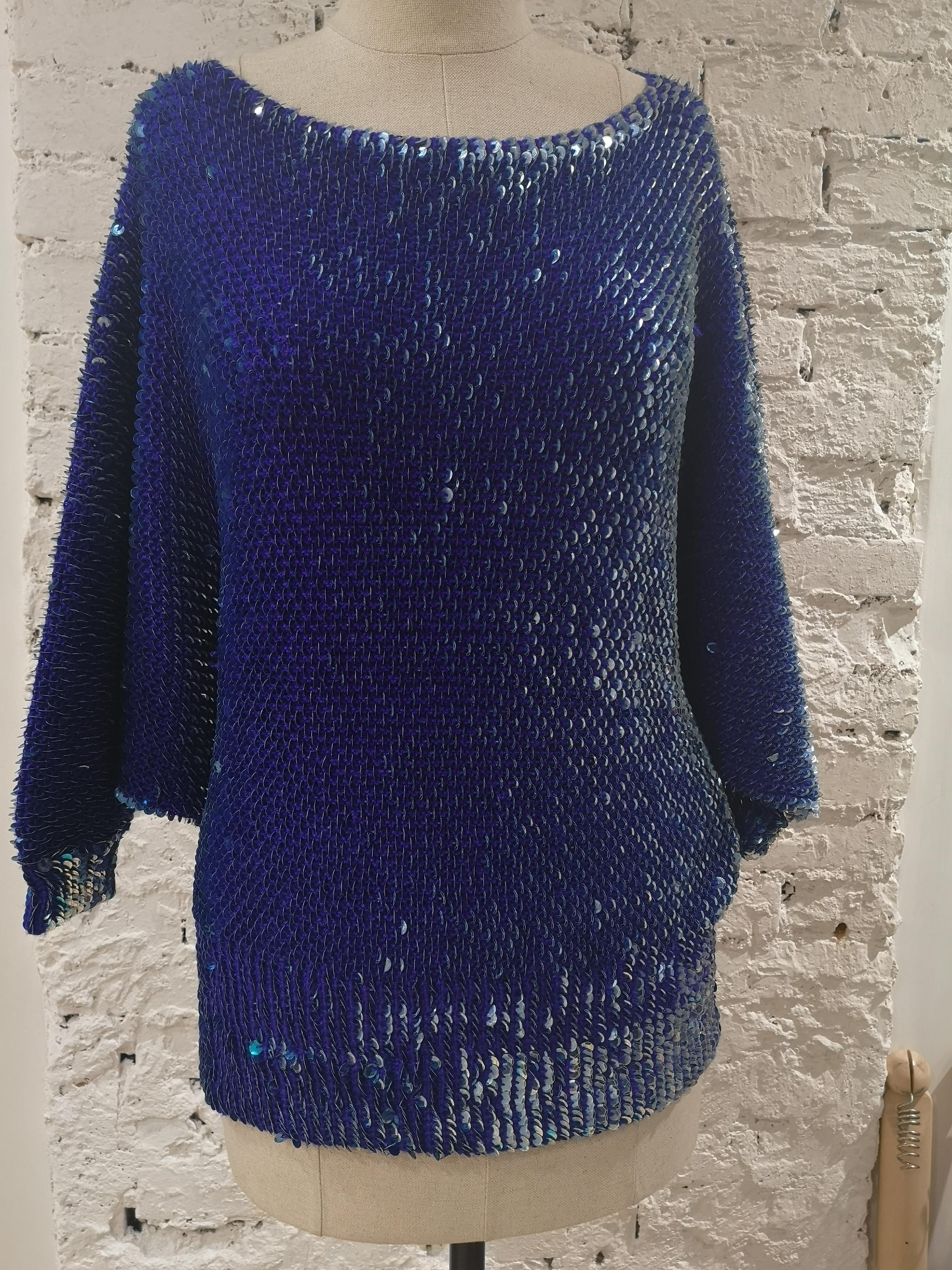 blue sequin sweater