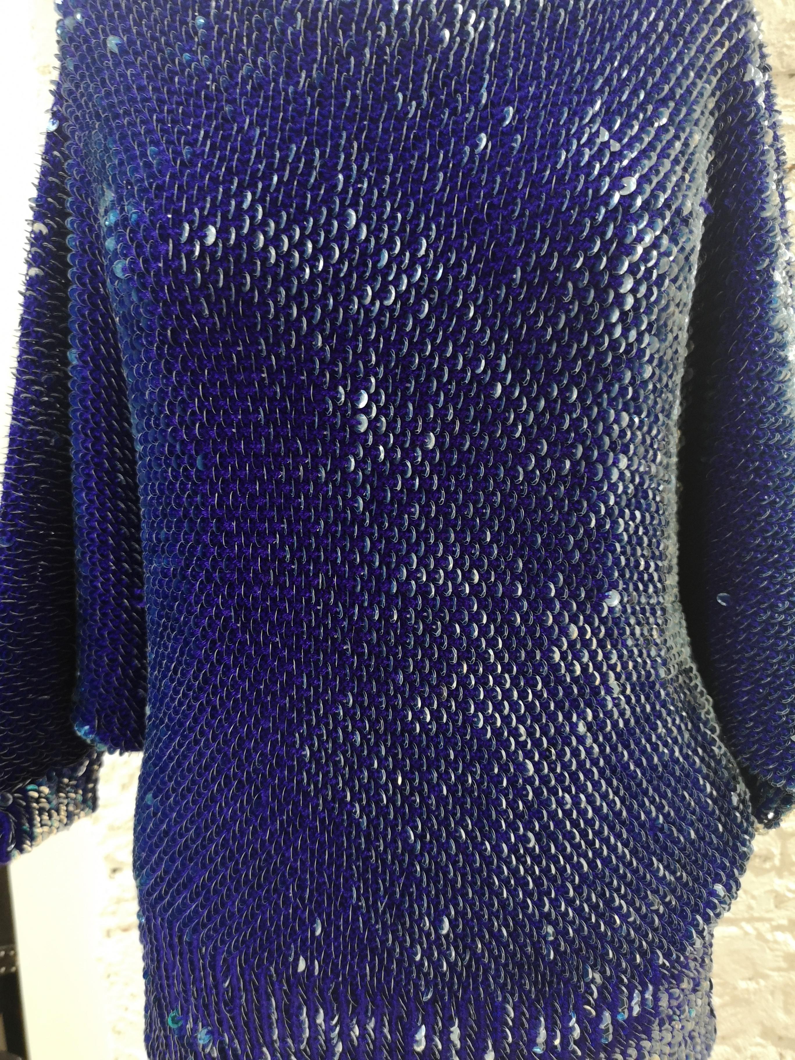 Blue Vintage blue sequins sweater