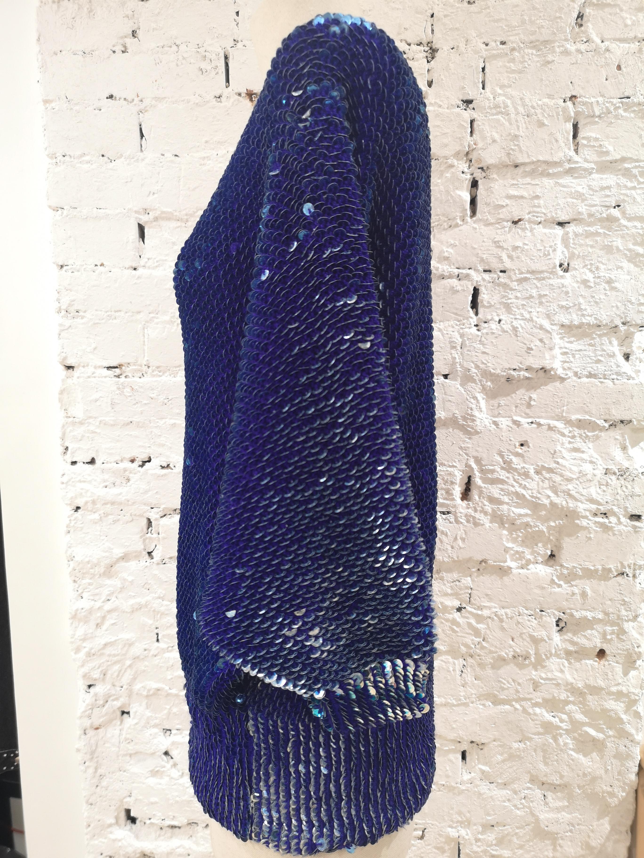 Vintage blue sequins sweater In Good Condition In Capri, IT