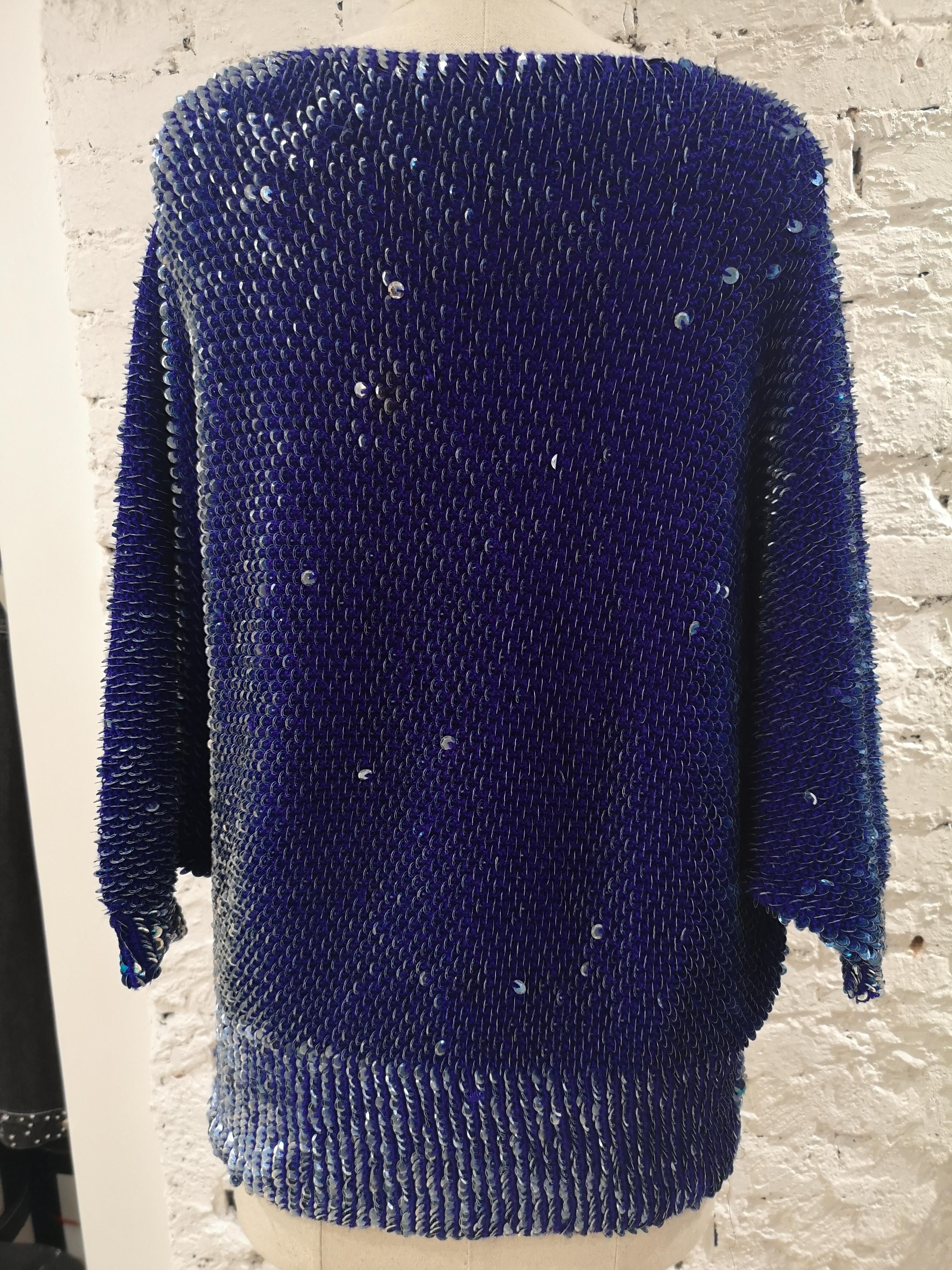 Women's Vintage blue sequins sweater
