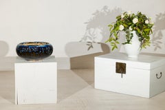 Vintage Blue Shigaraki Style Ceramic Planter with Drip Glaze