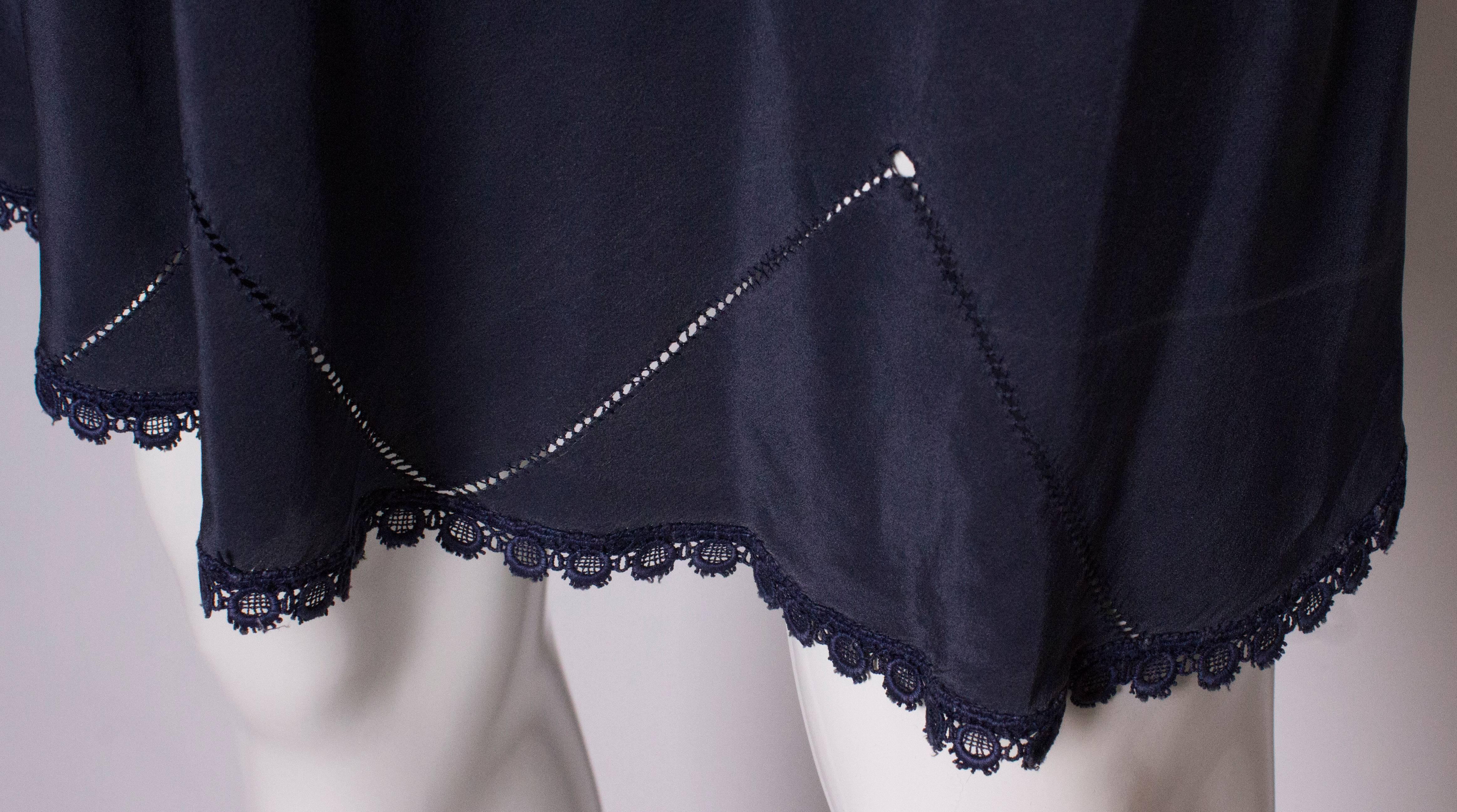 Vintage Blue Silk Slip For Sale at 1stDibs