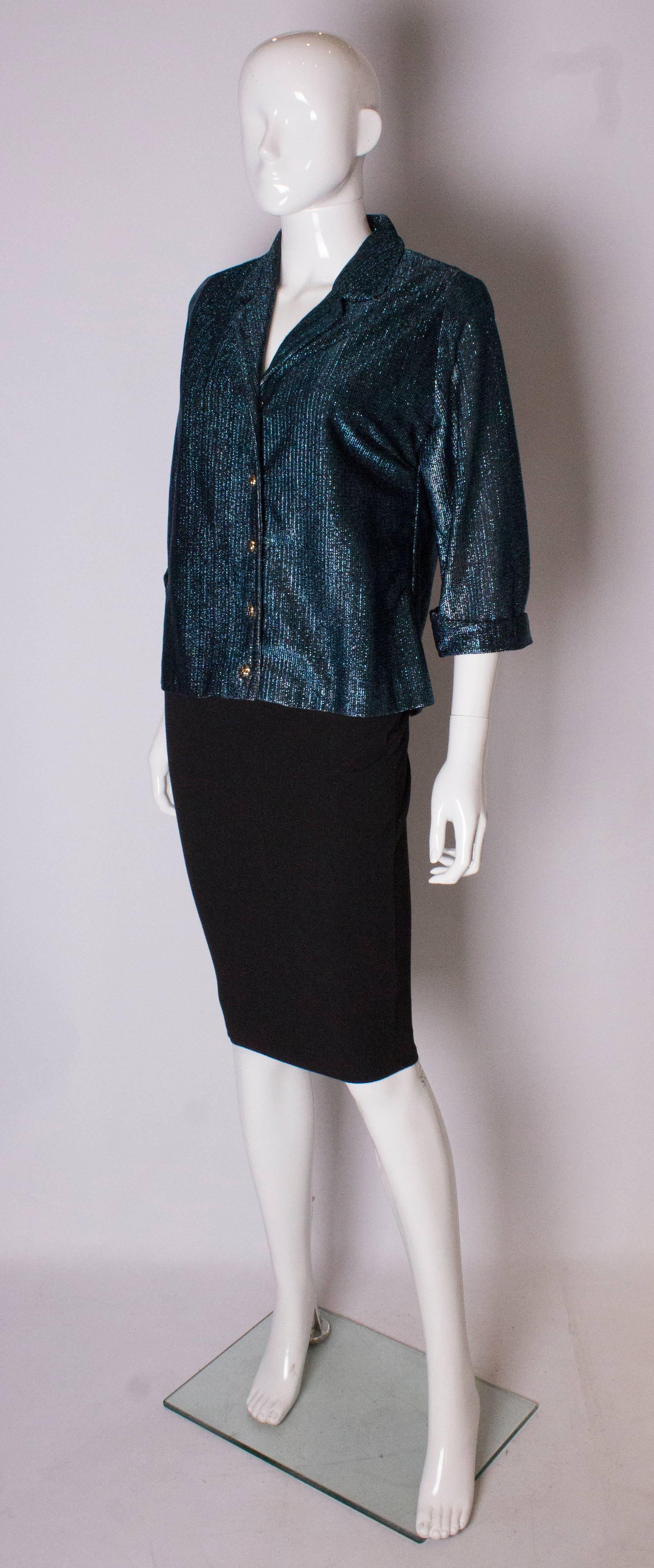 A Vintage 1960s Blue lurex Sparkle Jacket In Good Condition In London, GB