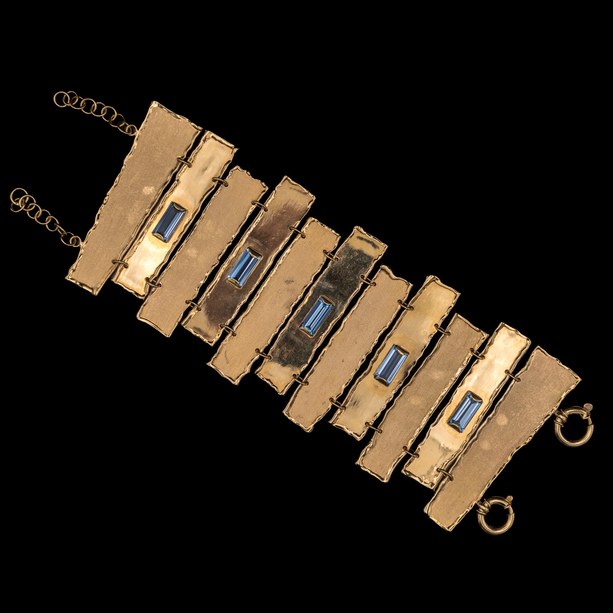 Vintage Blue Spinel Walkway Bracelet in 19.2K Rose Gold Portugal 1980s 1990s For Sale 5